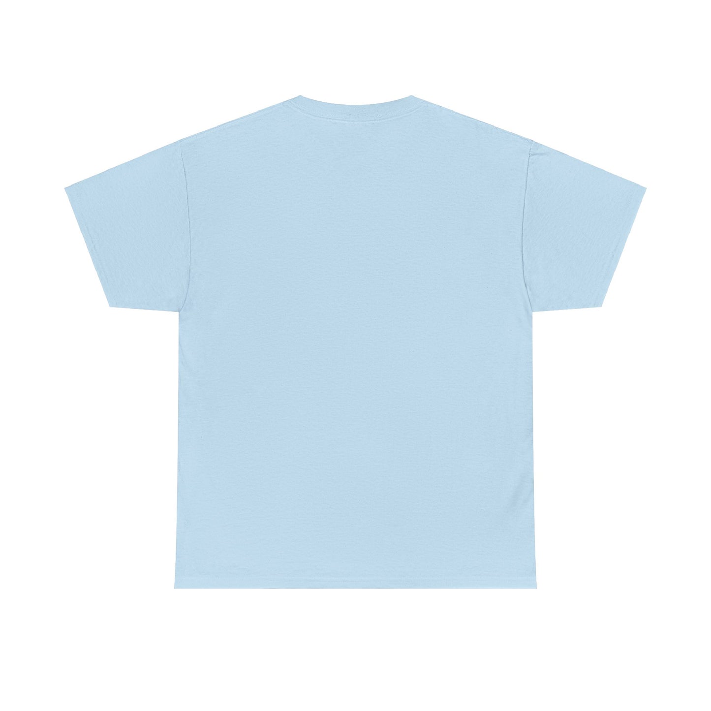 Back view of light blue unisex MAMA Claus Christmas T-shirt, perfect for festive holiday celebrations.