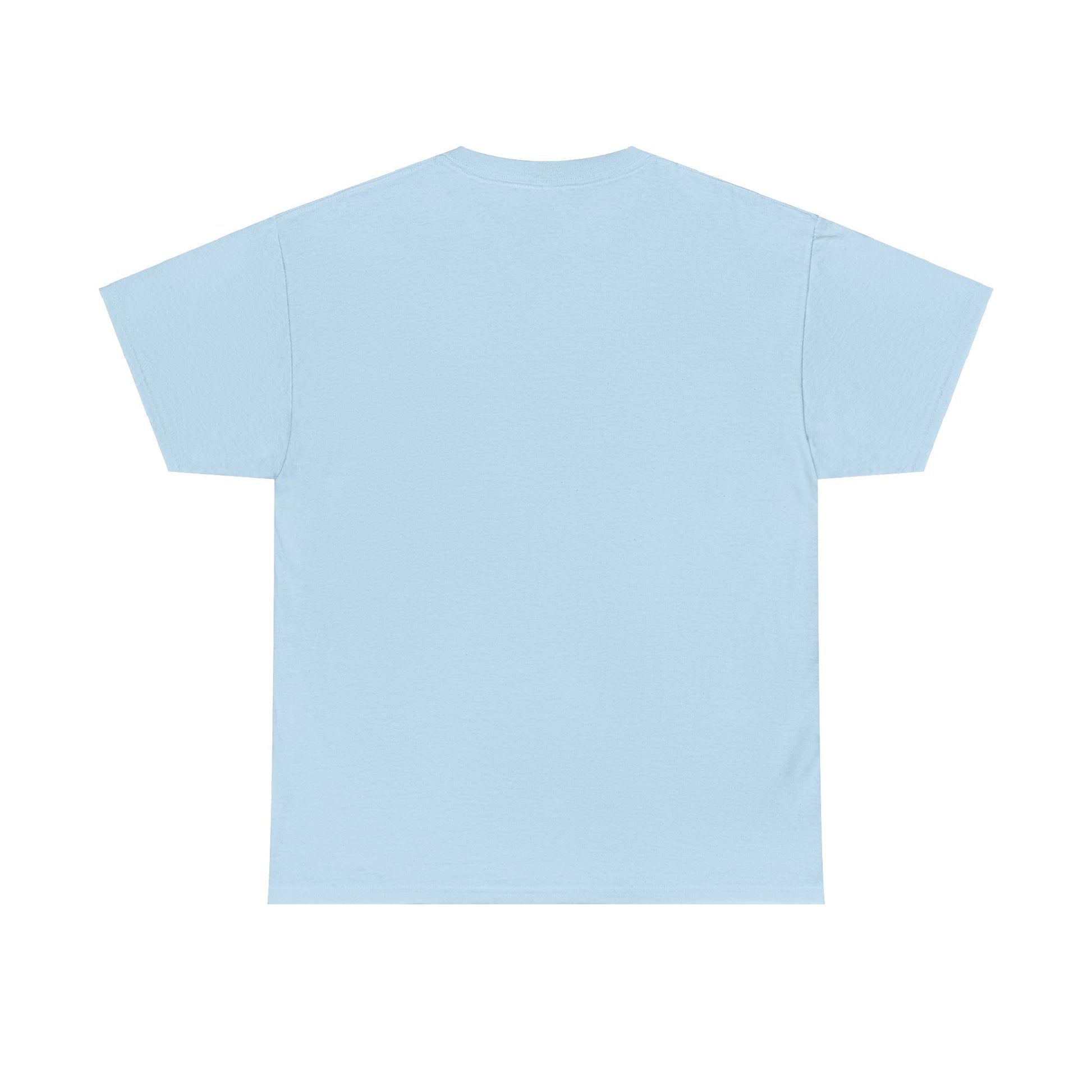 Back view of light blue unisex MAMA Claus Christmas T-shirt, perfect for festive holiday celebrations.