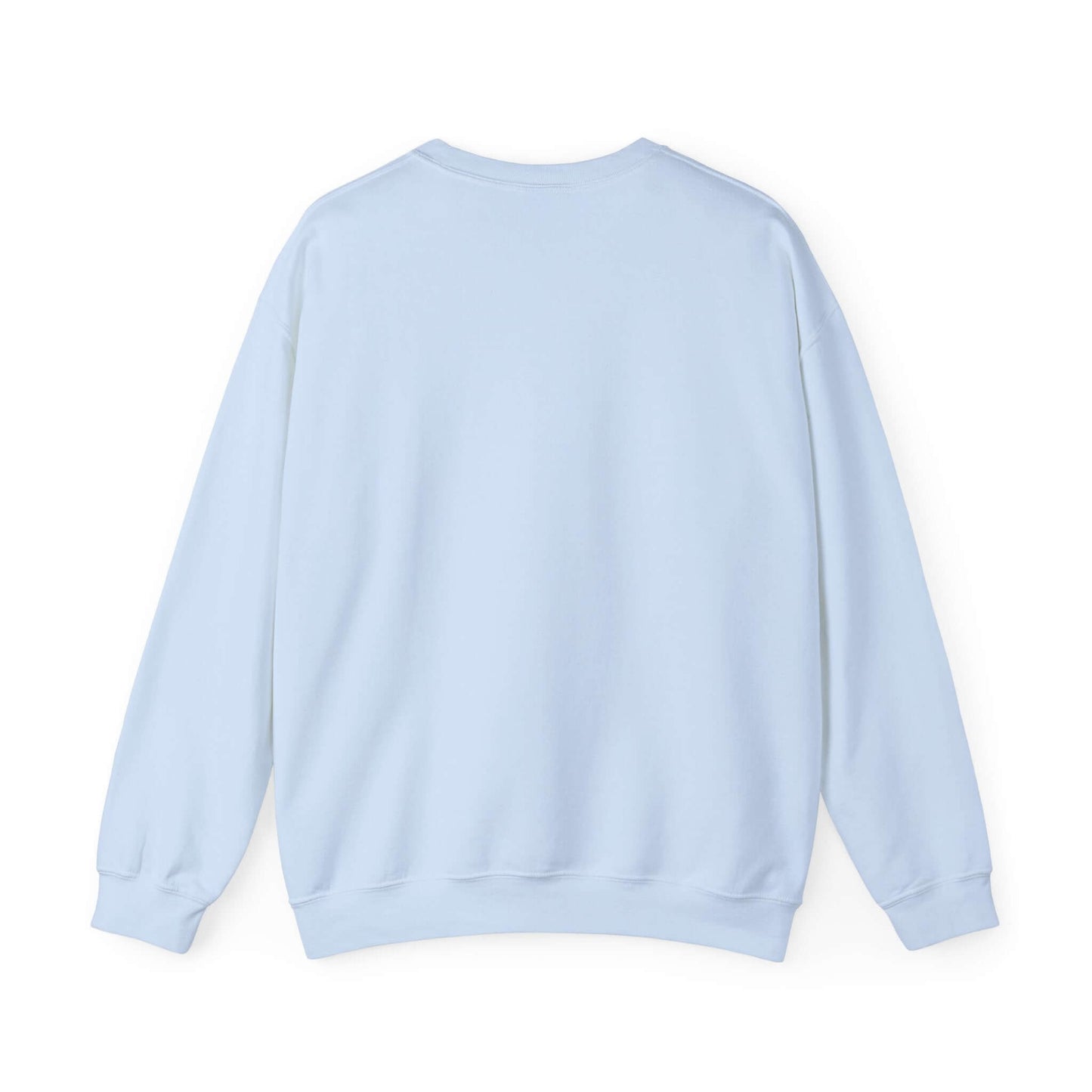 Light blue Valentine's Day sweatshirt with a blank back view, ideal for romantic gifts. Unisex classic fit for cozy styling.