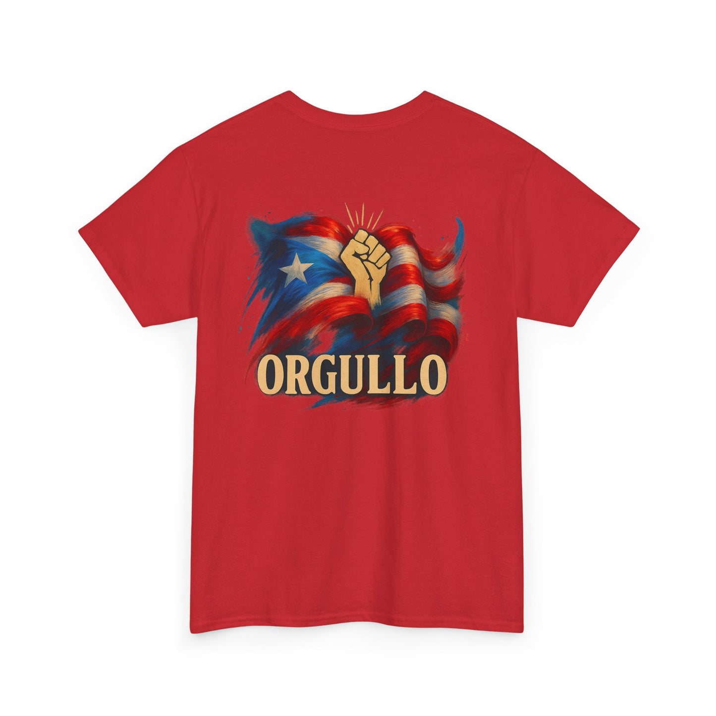 ORGULLO T-Shirt, Puerto Rican Backprint Pride Graphic Tee, Raised Fist Cultura Shirt, Spanglish Streetwear Heritage Tee