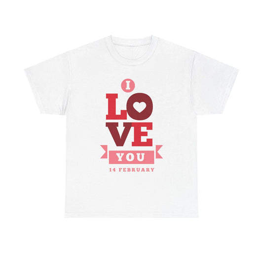Valentine's Day Love T-Shirt with "I Love You" design, perfect February 14 gift for couples.