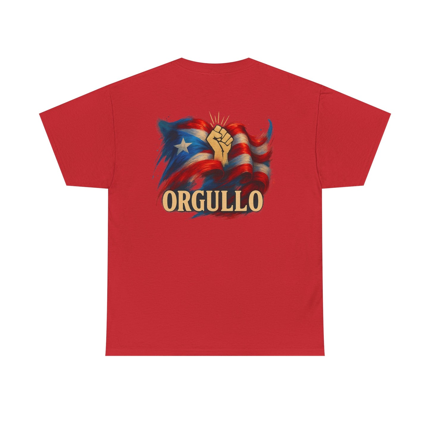 ORGULLO T-Shirt, Puerto Rican Backprint Pride Graphic Tee, Raised Fist Cultura Shirt, Spanglish Streetwear Heritage Tee