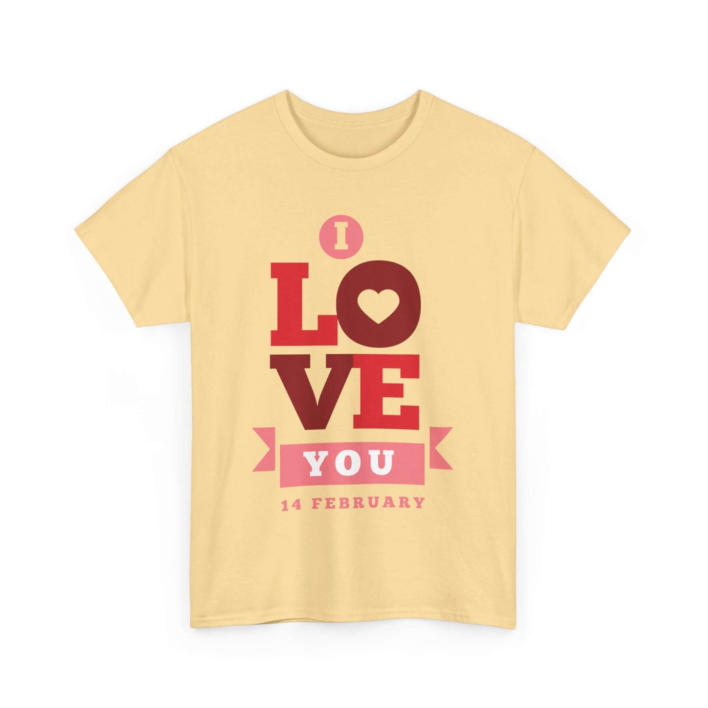 Valentine's Day love T-shirt with "I Love You" design, perfect couple's gift for February 14, romantic statement tee.