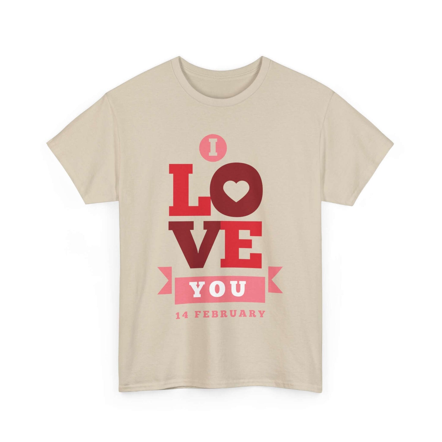 Valentine's Day Love T-Shirt with 'I Love You' design, perfect romantic gift for couples on February 14, heart and togetherness theme.