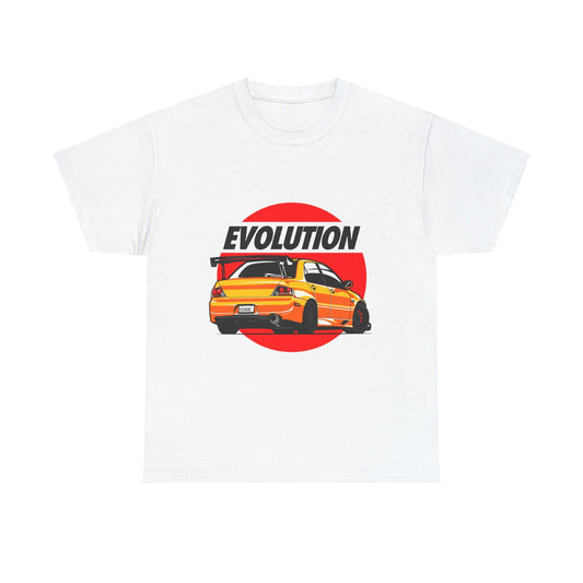 Rally Car Evolution Tee, Performance Vehicle T-shirt, Yellow Sports Car Enthusiast Top