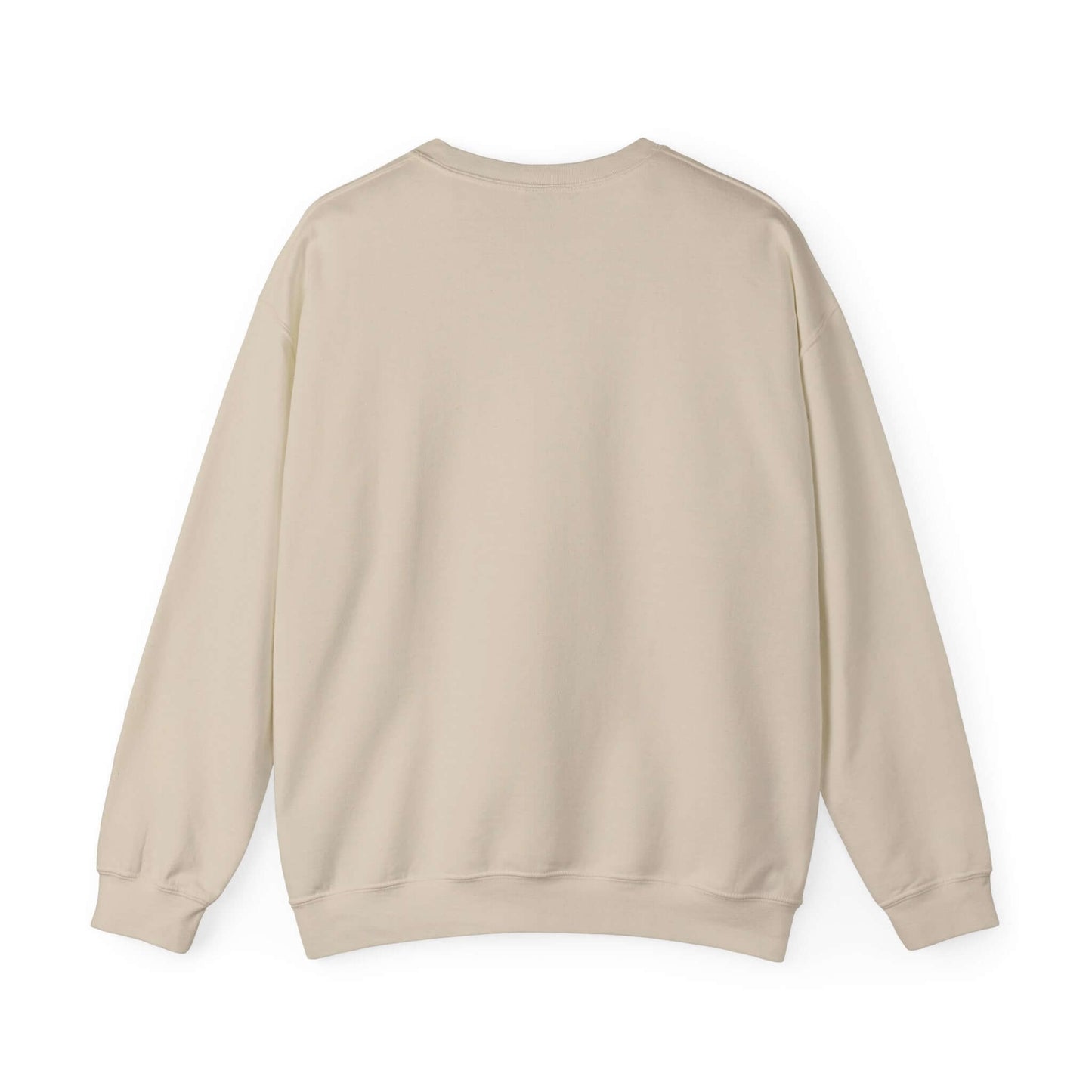 Back view of beige Valentine's Day sweatshirt, unisex design.