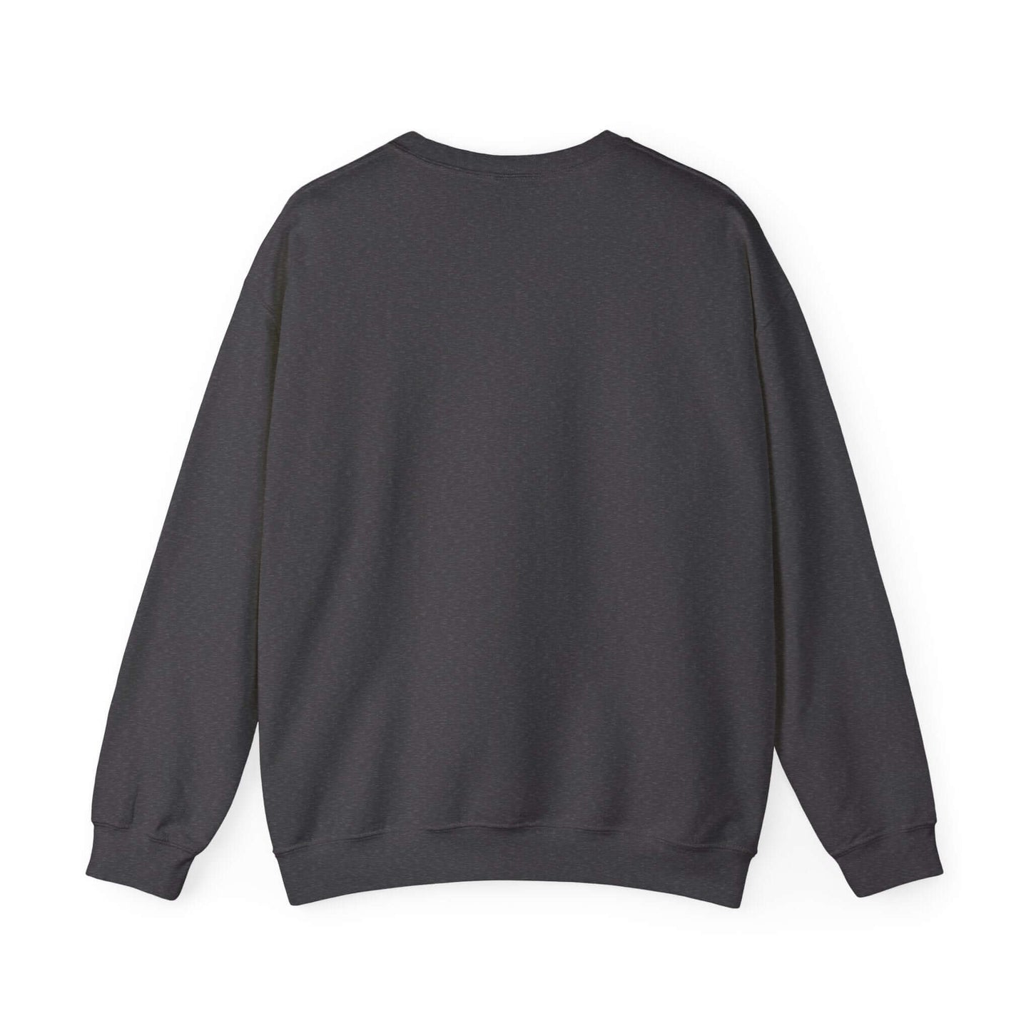 Back view of a black unisex Valentine's Day sweatshirt made with 50% cotton 50% polyester blend for adults.