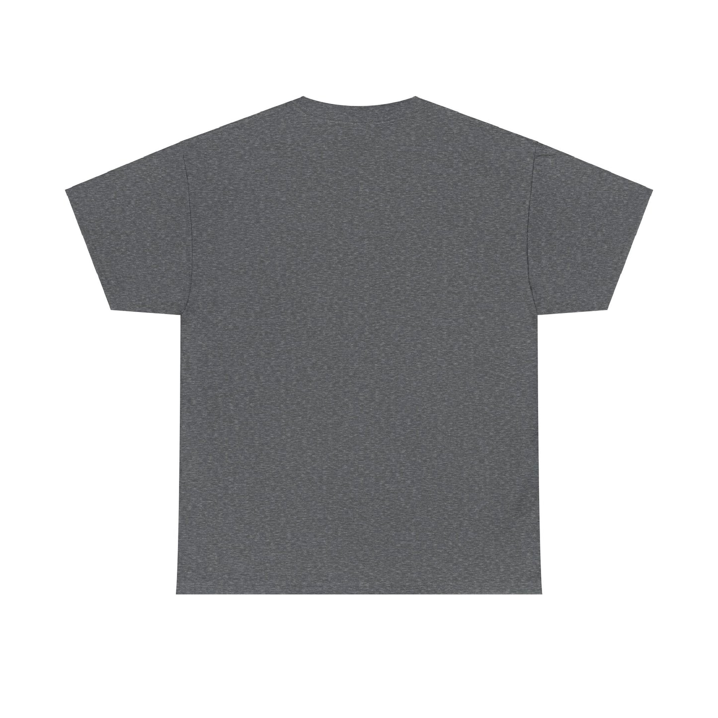 Back view of a unisex heavy cotton tee in dark grey, perfect for the holiday season and festive gatherings.
