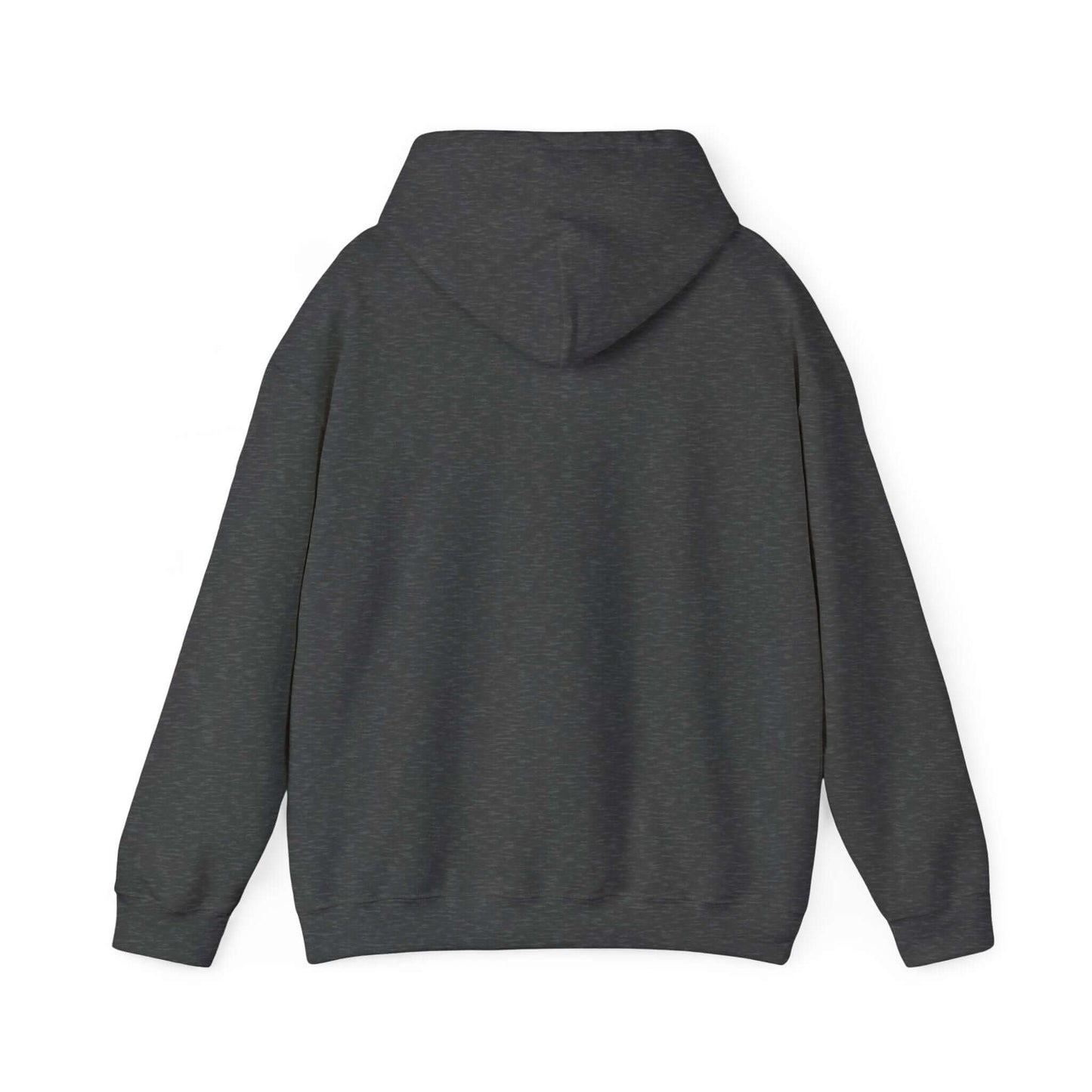 Back view of black hooded sweatshirt featuring kangaroo pouch pocket and adjustable hood for casual and sporty style.