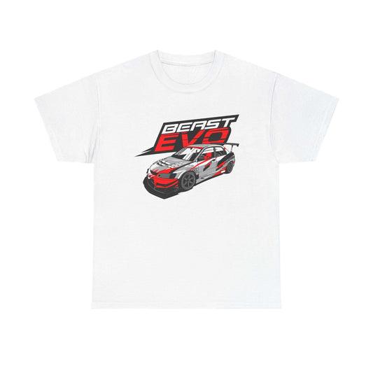 Beast Rally Car T-Shirt, Bold Red and Black Racing Tee, High-Speed Rally Vehicle Shirt, Graphic Street Style