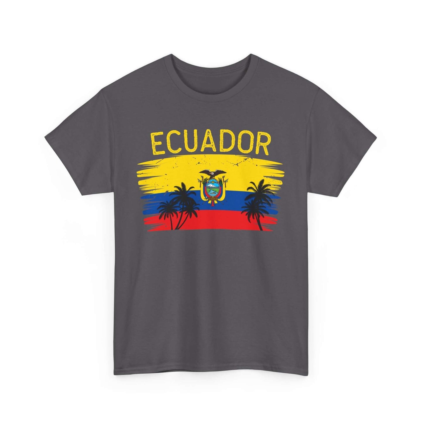 Ecuador Brushed Flag Colors Palm Trees Tee