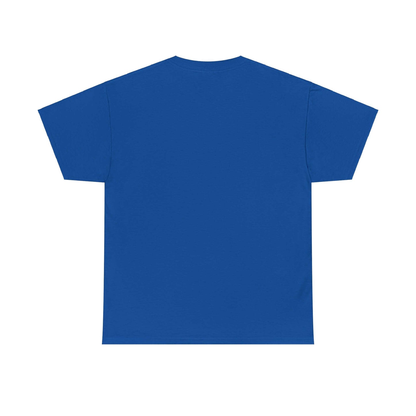 Back view of a blue T-shirt showcasing a vibrant color and relaxed fit for casual wear. Ideal for streetwear enthusiasts.