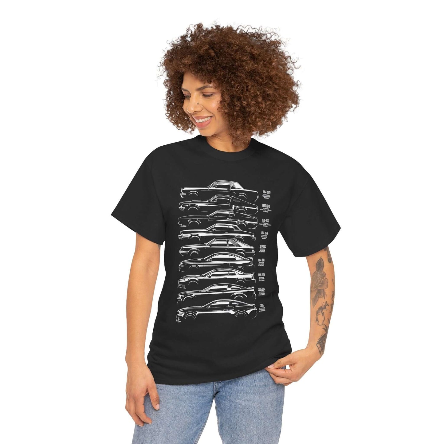 Evolution Tee - Unisex Heavy Cotton Shirt with Vintage to Modern Year-by-Year Specs