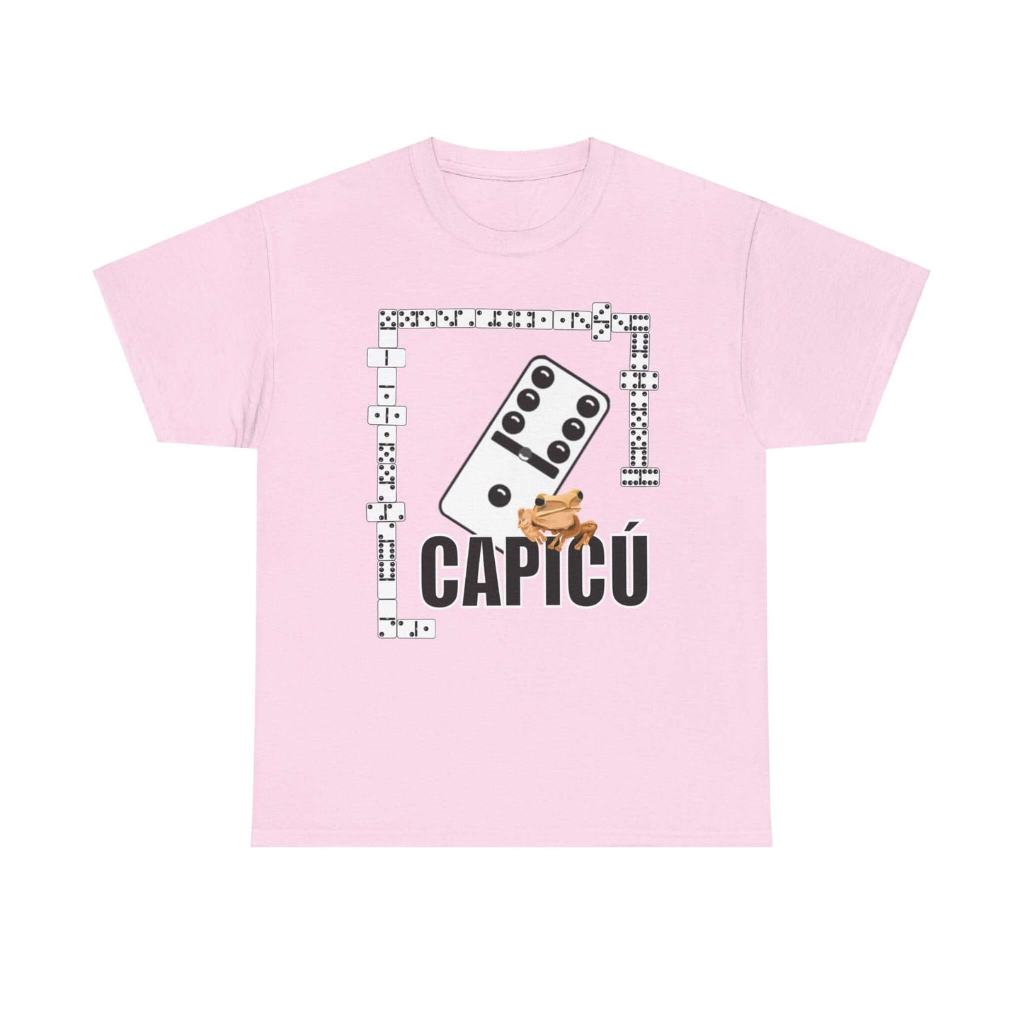 CAPICÚ Black T-Shirt - Unique Domino Design with Whimsical Coqui Accent"