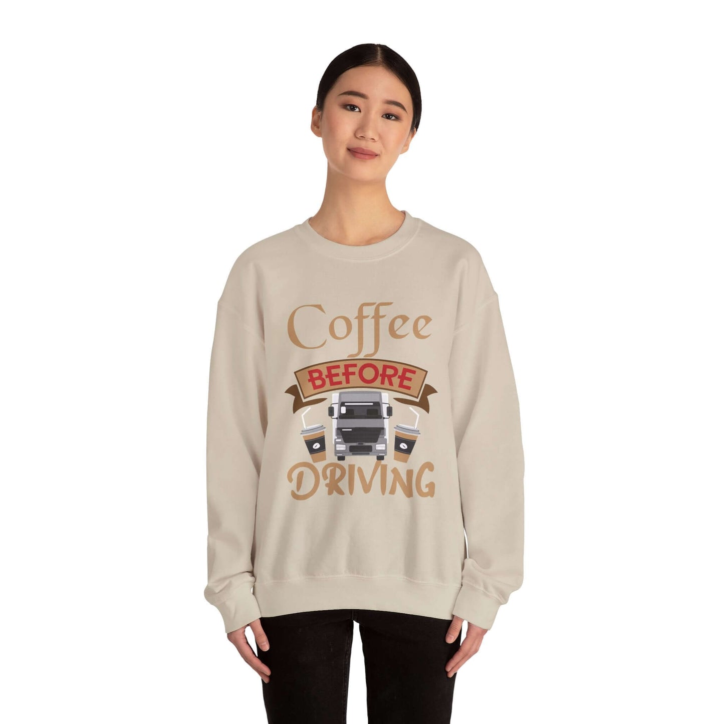 Vintage Car & Coffee Lover Grey Crewneck - Cozy Casual Statement Sweatshirt