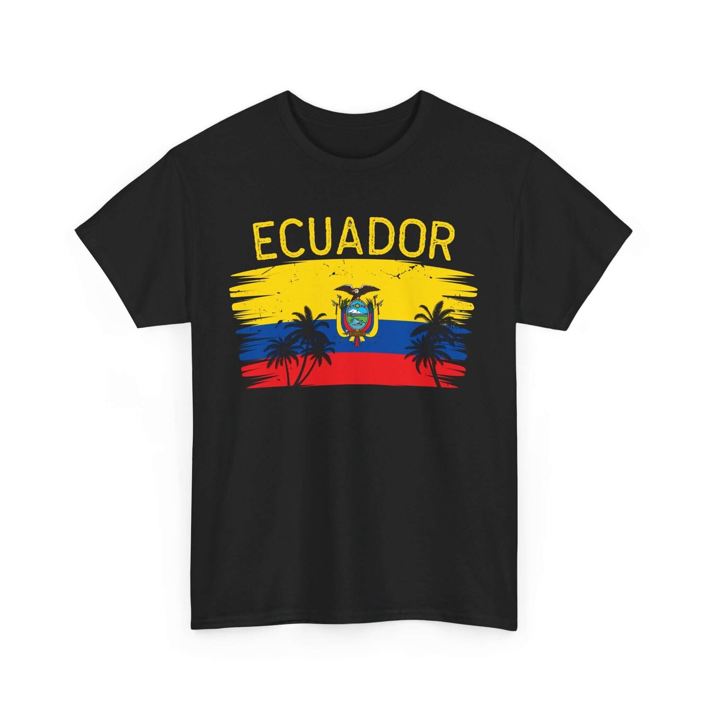 Ecuador Brushed Flag Colors Palm Trees Tee