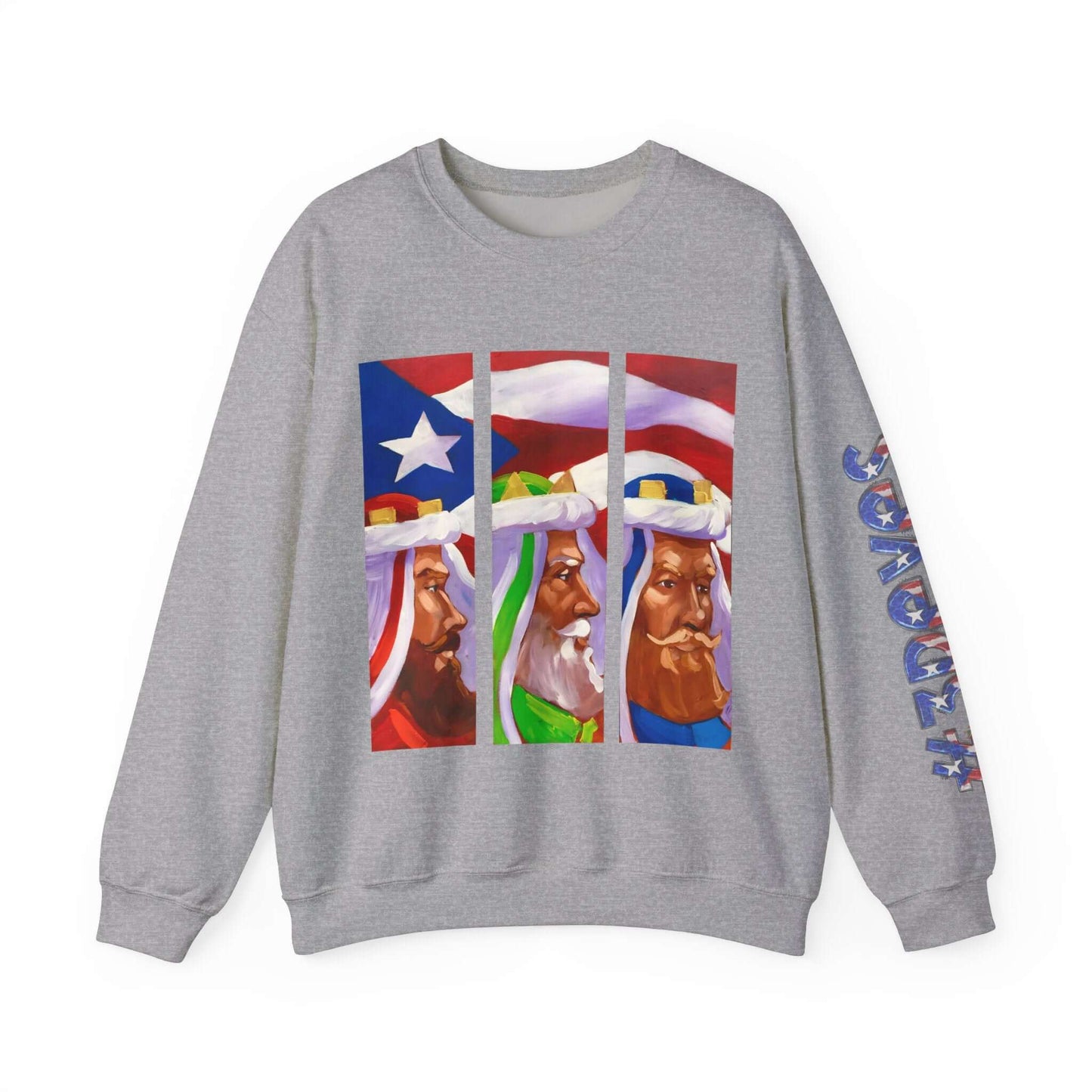 Festive Three Kings Holiday Sweater - Cream-Colored Cozy Delight with Puerto Rican Flag Sky