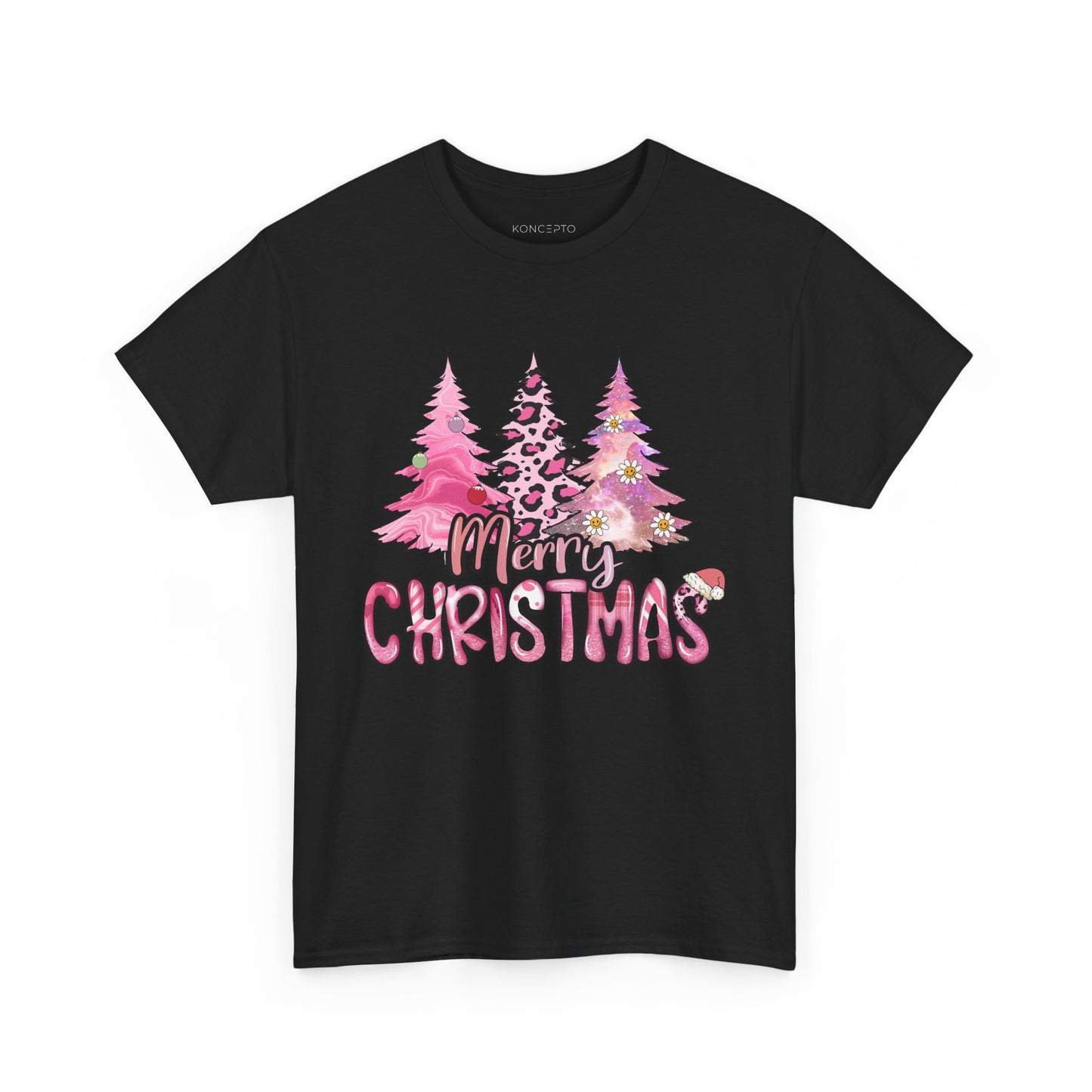 Merry Christmas - Trendy Pink and Black Christmas Trees