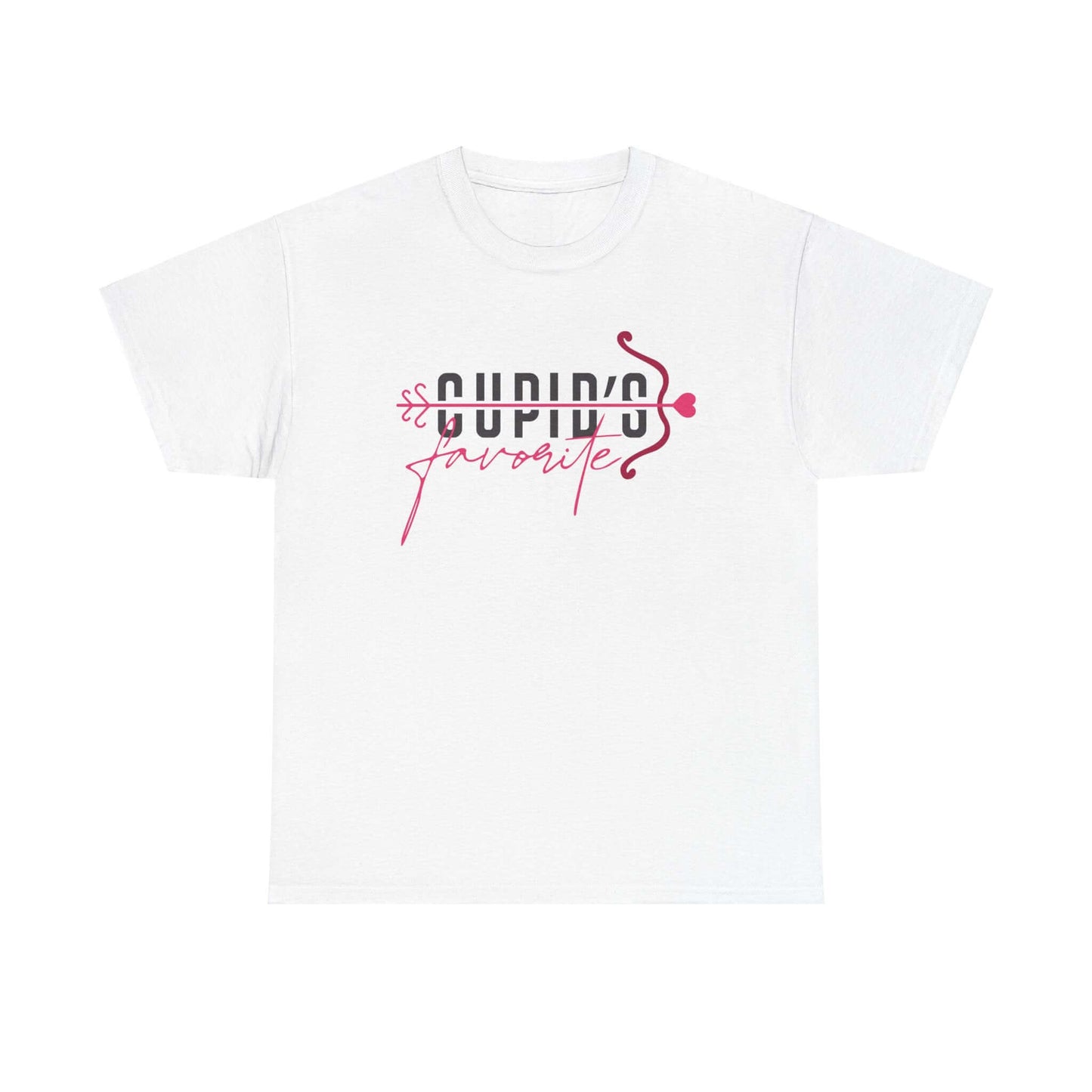 Cupid's favorite white T-shirt with playful design for a romantic Valentine's Day outfit. Perfect for spreading love!