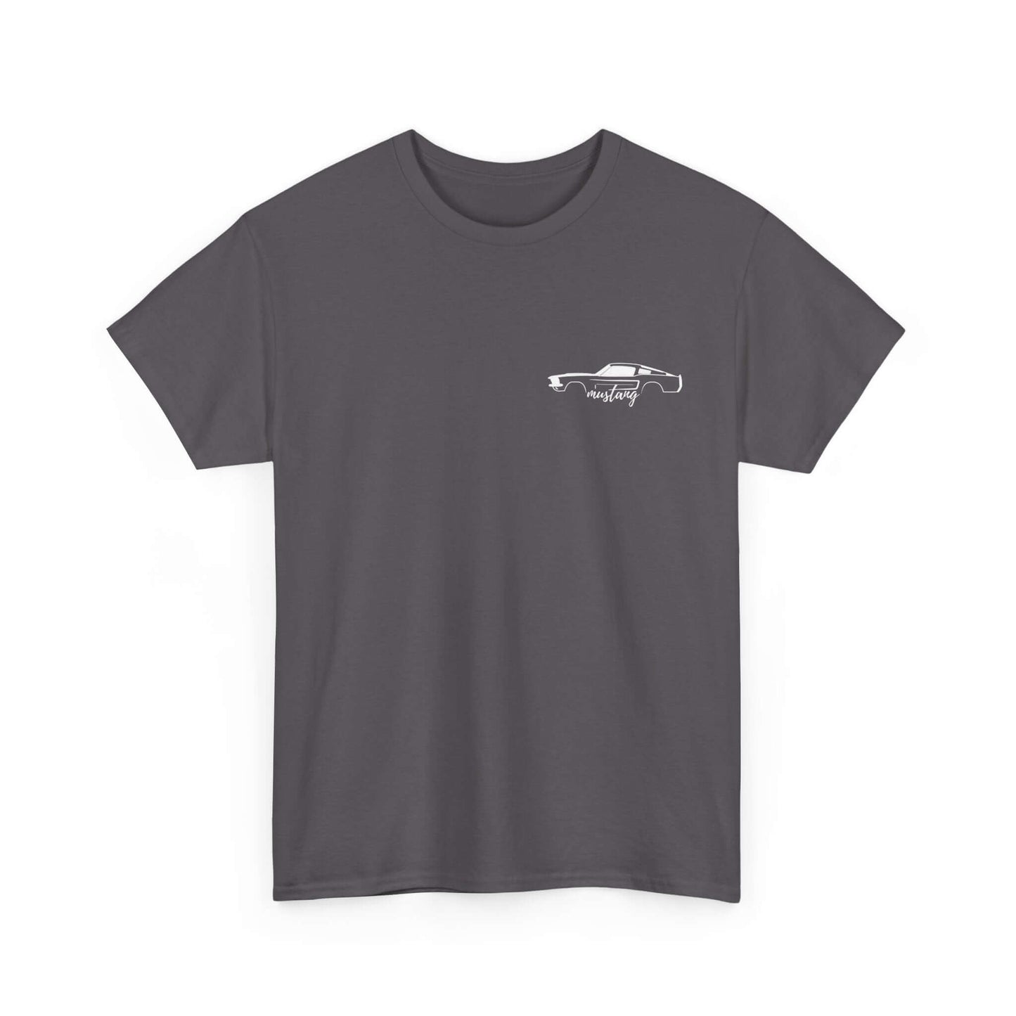 Gray Ford Mustang Evolution Tee with 1967 Mustang Front Chest Print