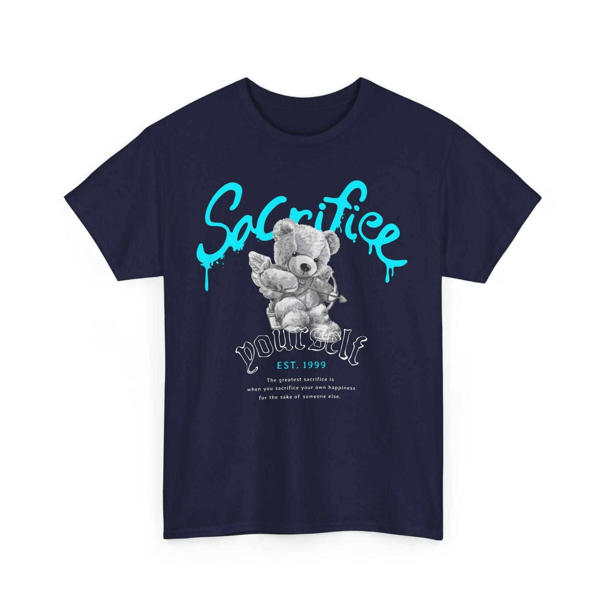 Whimsical bear graphic tee with expressive sayings, perfect for urban street style and playful bear lovers.