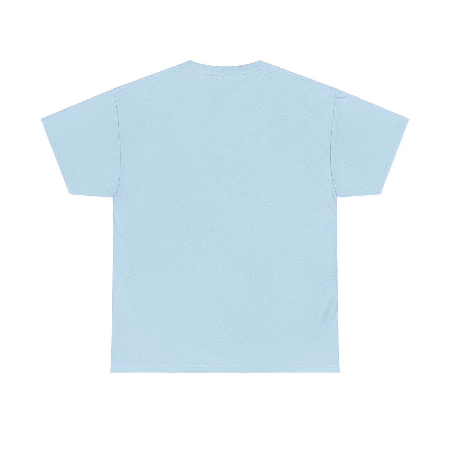 Back view of light blue unisex MAMA Claus Christmas T-shirt, perfect for festive holiday celebrations.