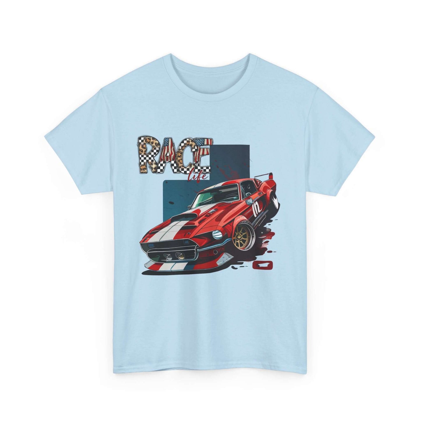 Racing Life Muscle Car T-Shirt, Track Day Tee, Patriotic Racer Gift, iconic Mustang rendition