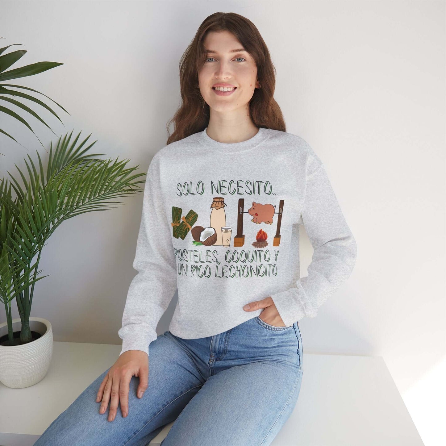 Cozy Holiday Sweater - Puerto Rican Cuisine Graphic Tee - Pasteles, Coquito, Lechon Cito - Festive Winter Fashion