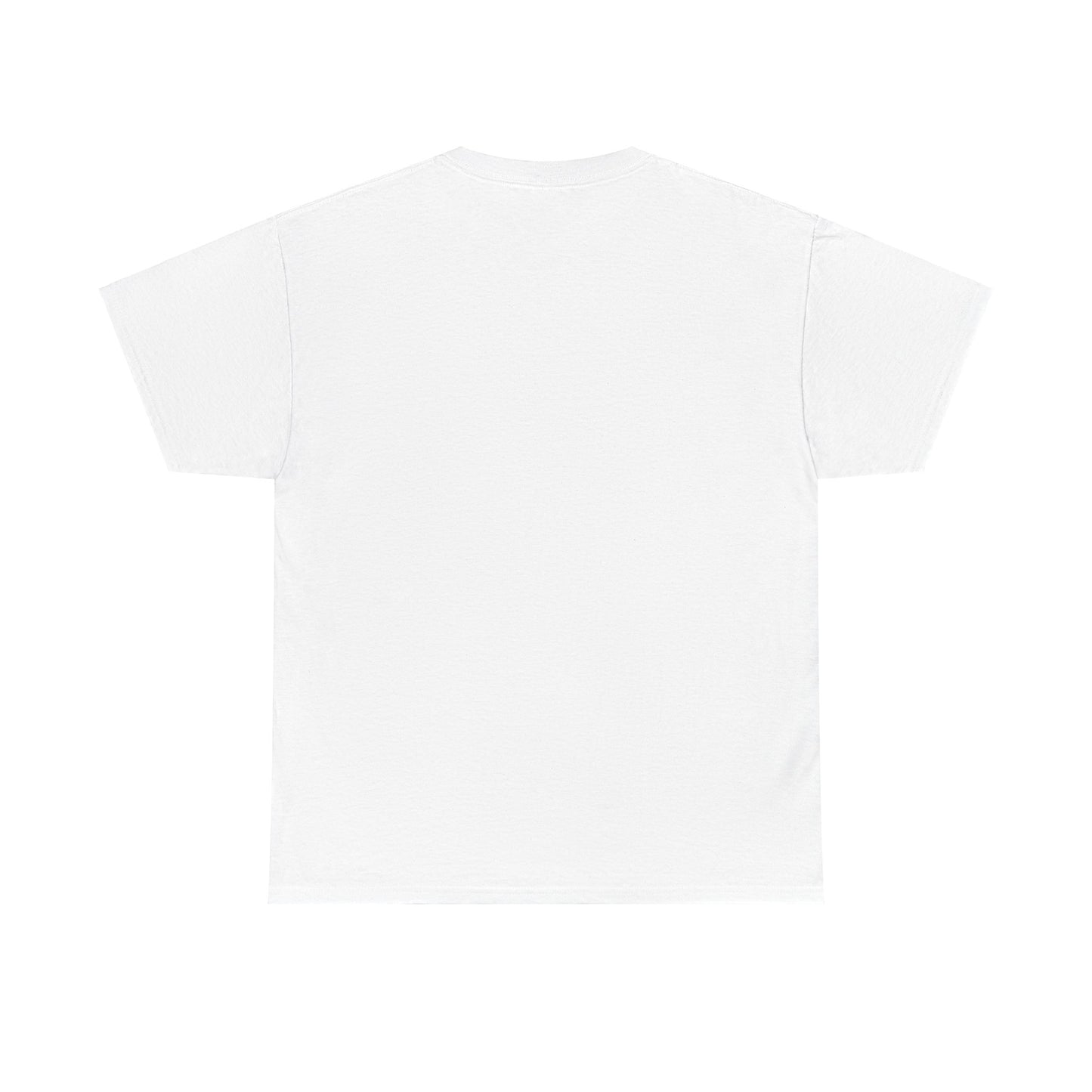 Back view of a white unisex holiday T-shirt, perfect for festive occasions and casual wear.