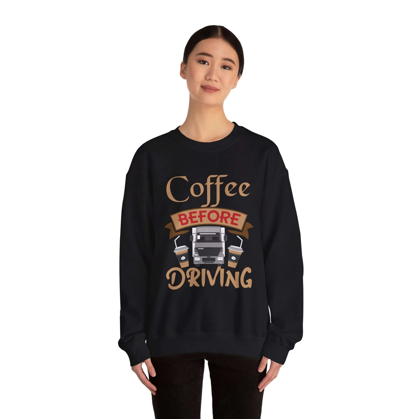 Vintage Car & Coffee Lover Grey Crewneck - Cozy Casual Statement Sweatshirt