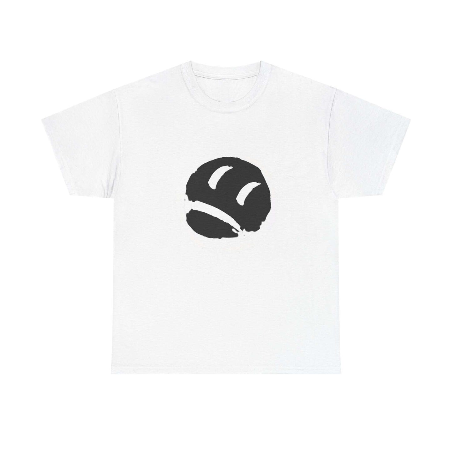 Unisex Heavy Cotton Tee with black smiley face design, perfect for casual wear and everyday vibes.