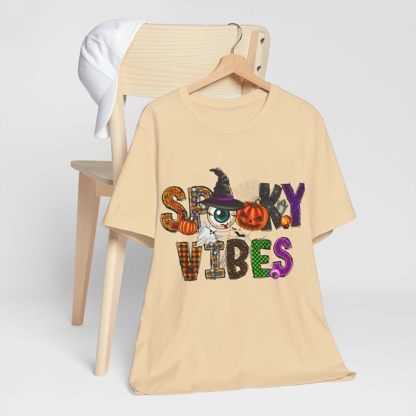 Halloween Vibes Women's T-shirt - Spooky Mischievous Goblins and Fluttering Bats - Cartoon Scary Tee for Halloween Outfits and Tingling Fun.