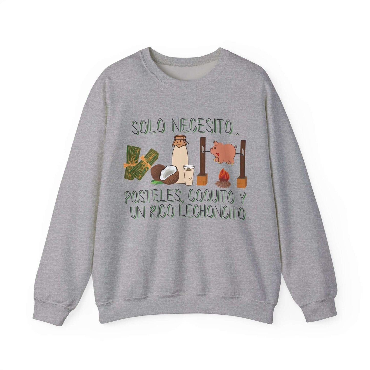 Cozy Holiday Sweater - Puerto Rican Cuisine Graphic Tee - Pasteles, Coquito, Lechon Cito - Festive Winter Fashion