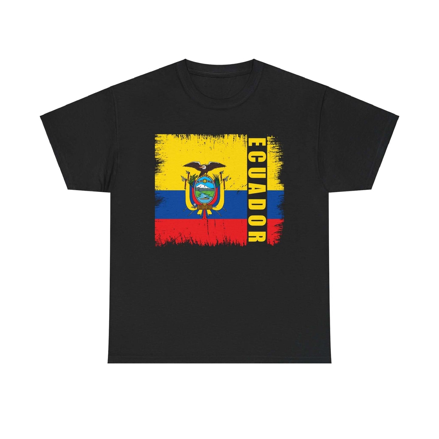 T-Shirt Ecuador Distressed Painted Flag Colors Unisex Heavy Cotton Tee