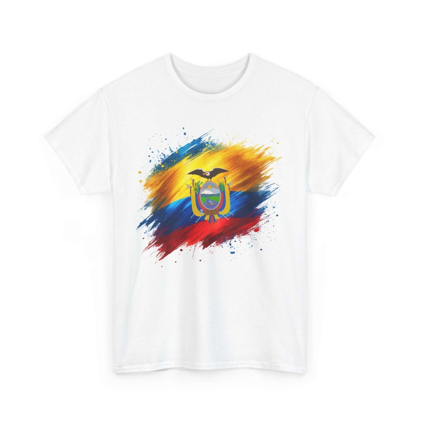 Ecuador Brush Painted Flag Colors Unisex Heavy Cotton Tee