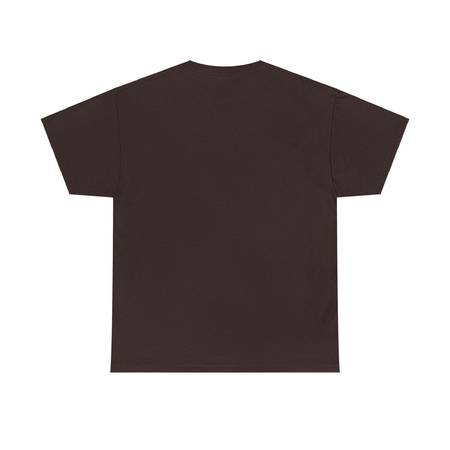 Back view of a dark brown T-shirt showcasing a comfortable and stylish design ideal for everyday wear.