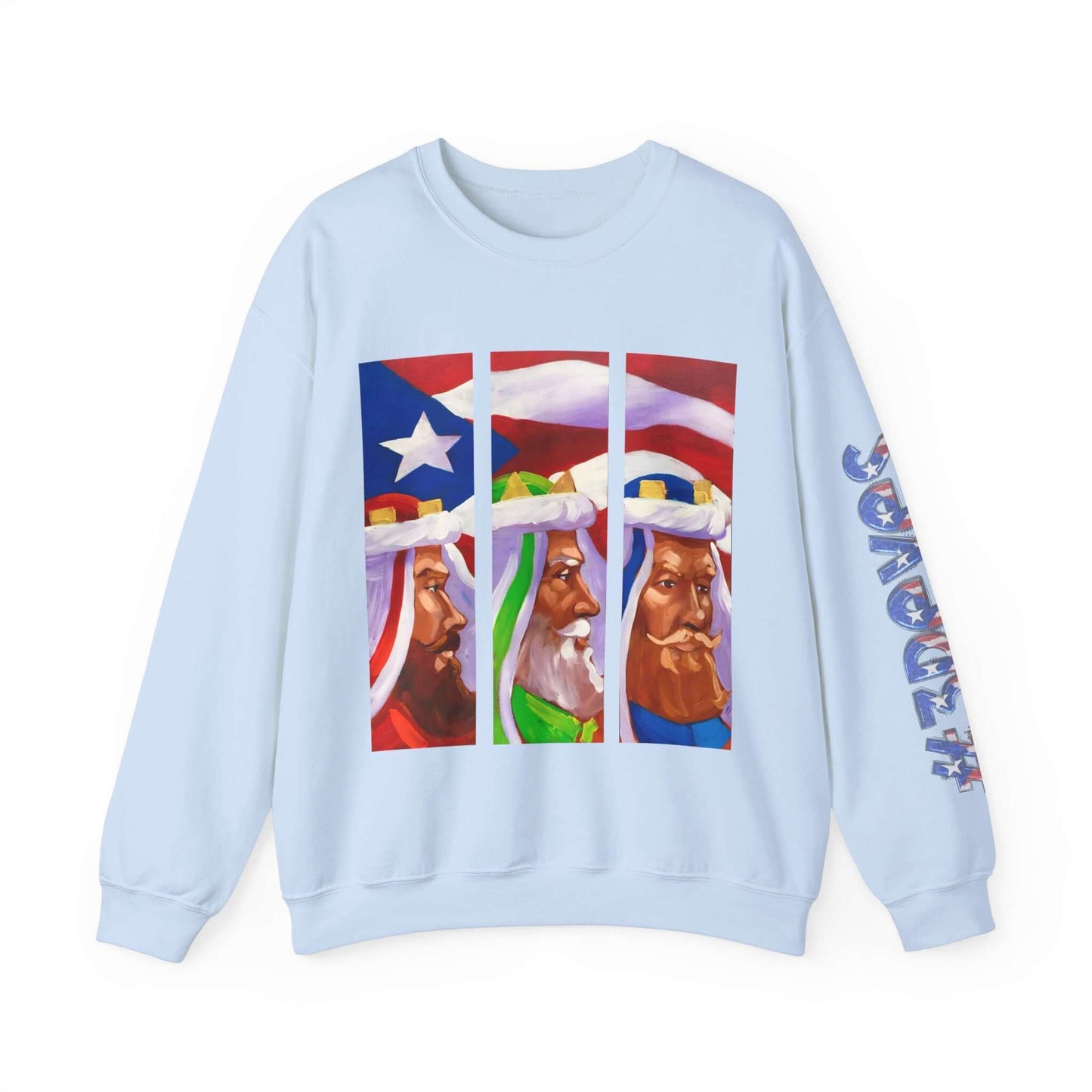 Festive Three Kings Holiday Sweater - Cream-Colored Cozy Delight with Puerto Rican Flag Sky