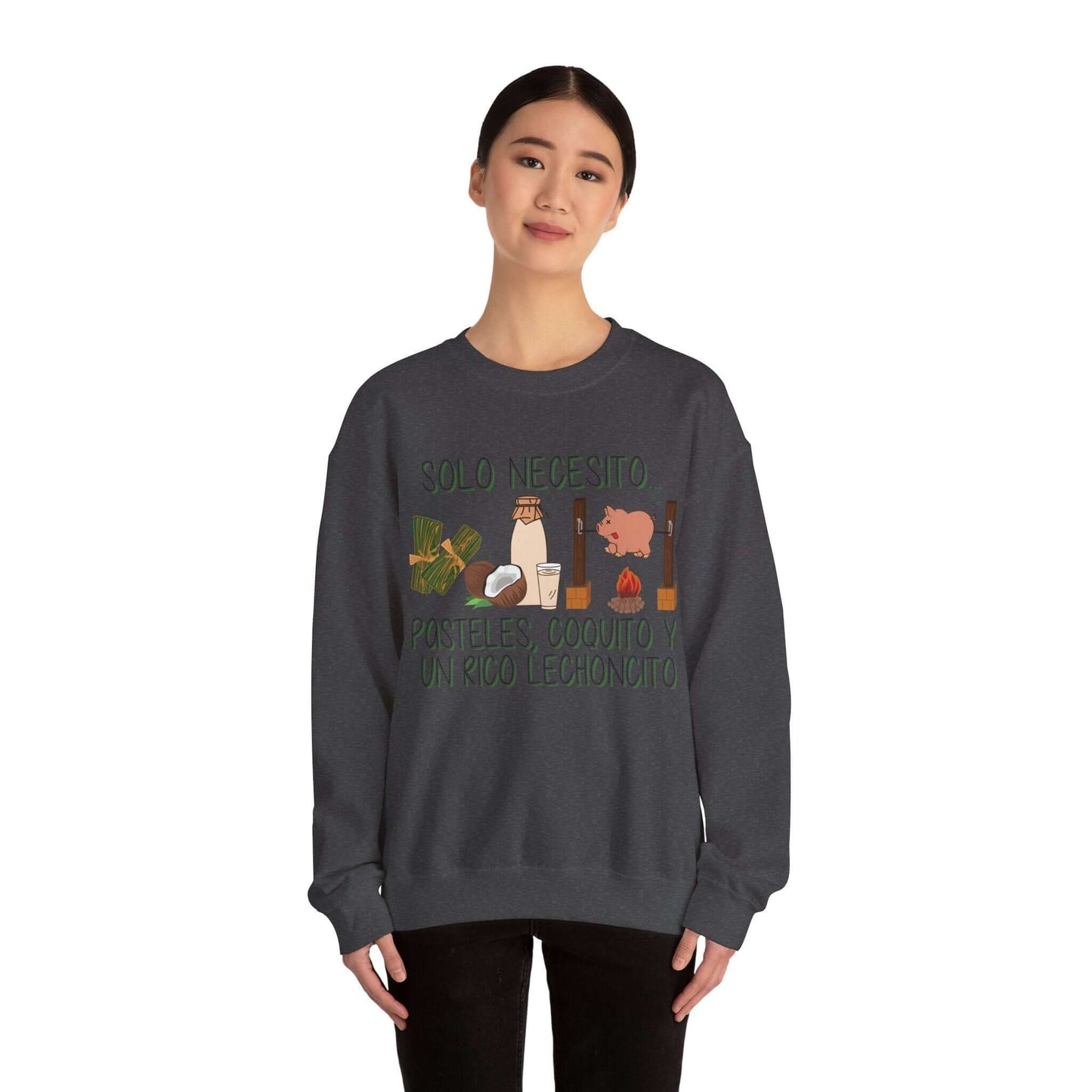 Cozy Holiday Sweater - Puerto Rican Cuisine Graphic Tee - Pasteles, Coquito, Lechon Cito - Festive Winter Fashion