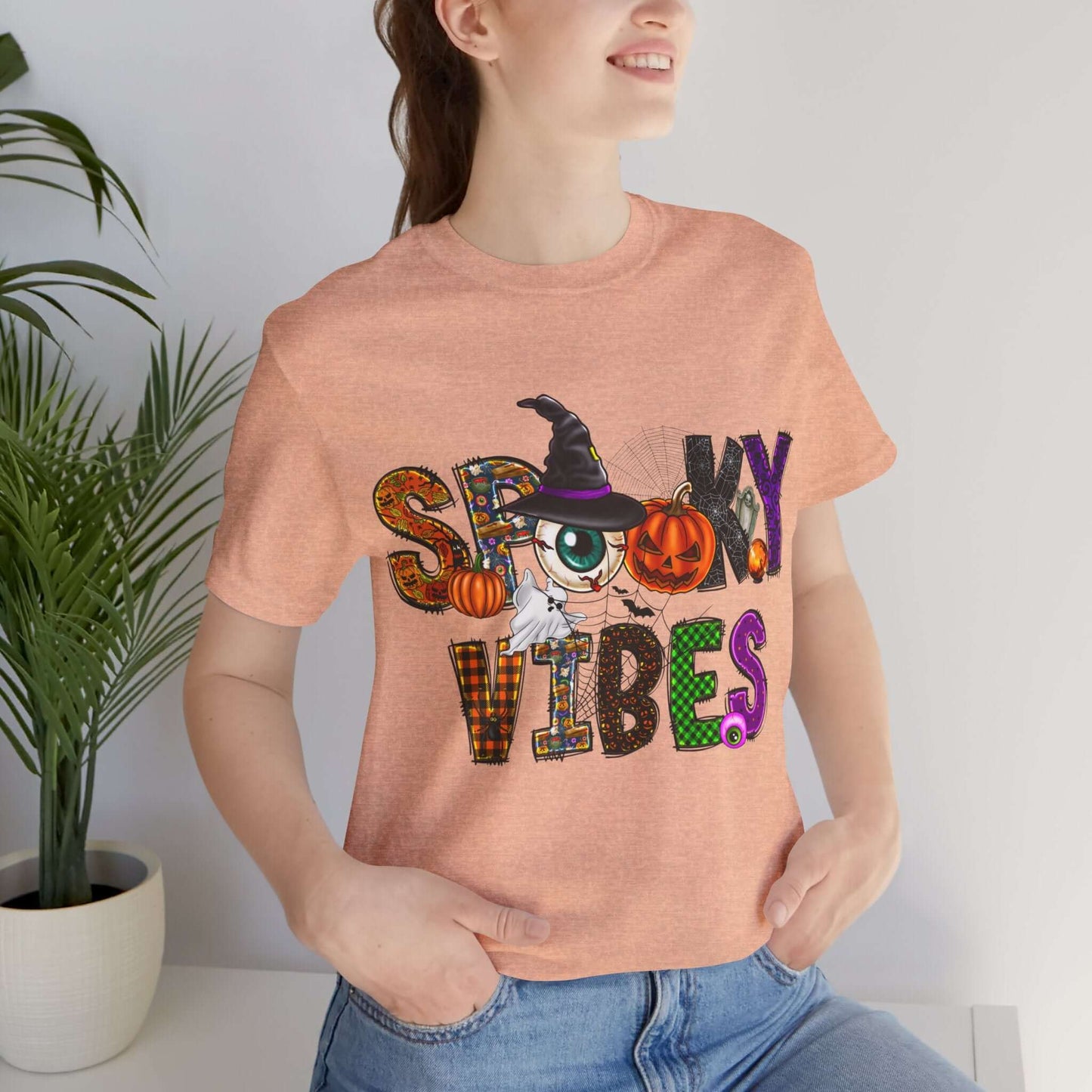 Halloween Vibes Women's T-shirt - Spooky Mischievous Goblins and Fluttering Bats - Cartoon Scary Tee for Halloween Outfits and Tingling Fun.