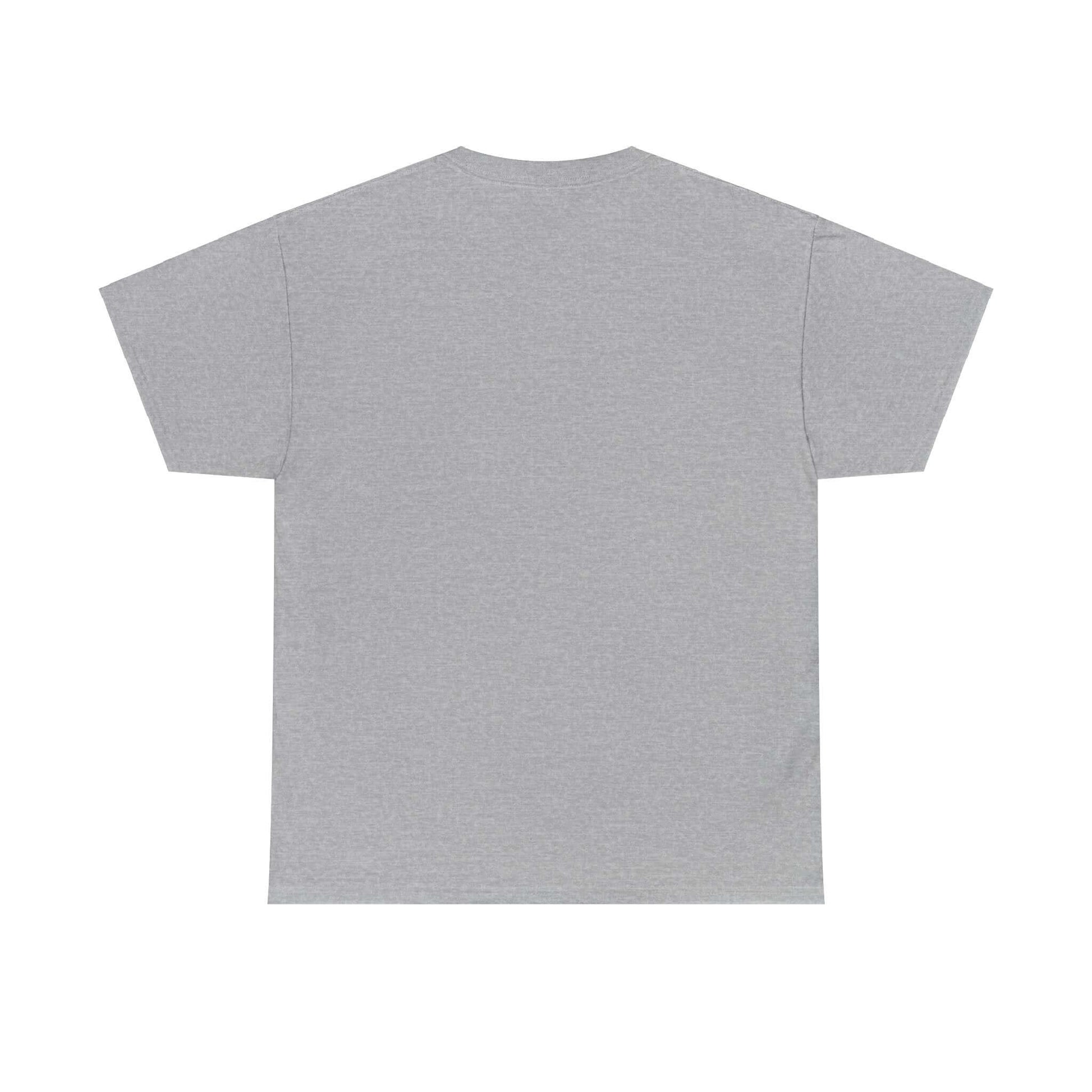 Back view of a grey T-shirt, showcasing its simple design and comfortable fit for casual wear.