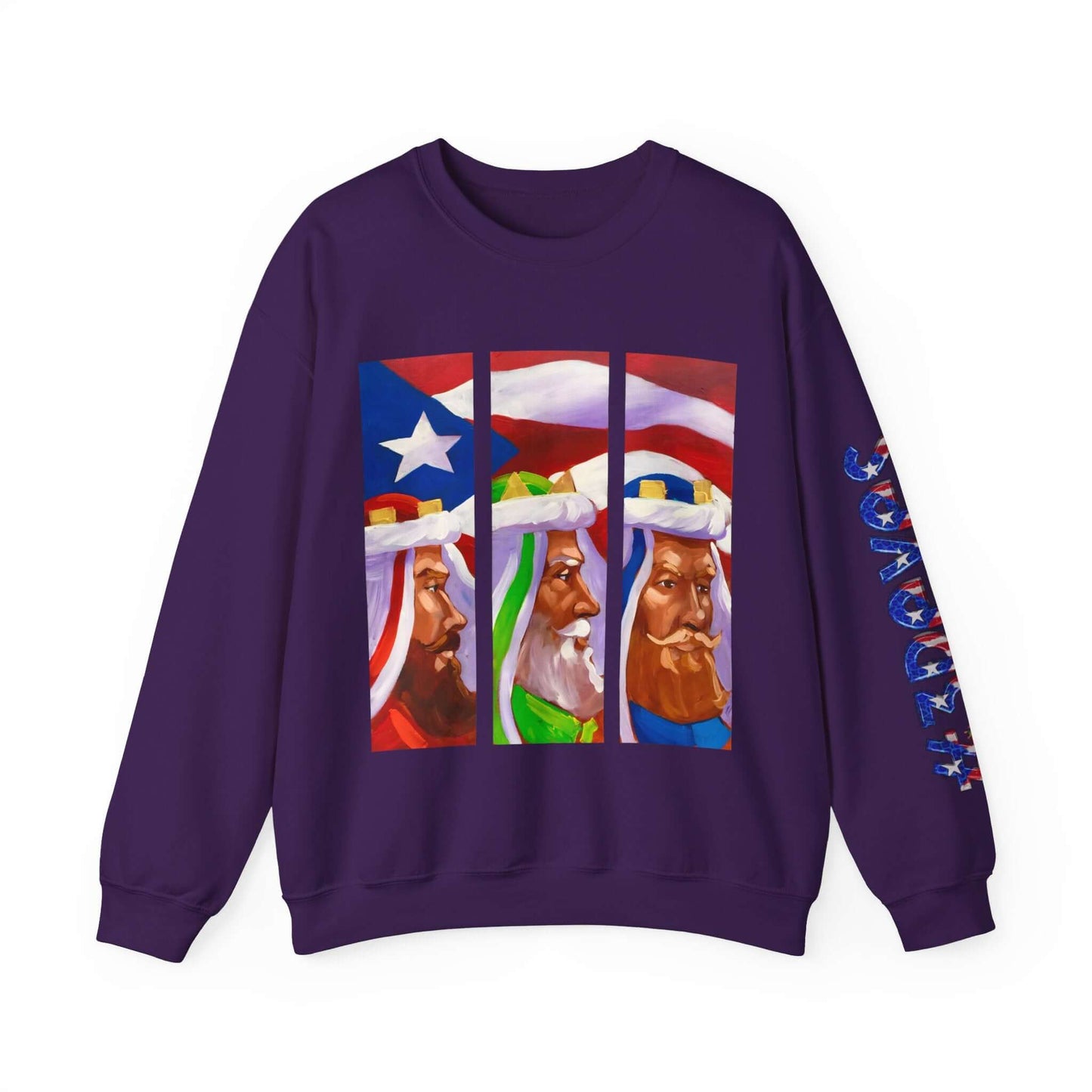 Festive Three Kings Holiday Sweater - Cream-Colored Cozy Delight with Puerto Rican Flag Sky