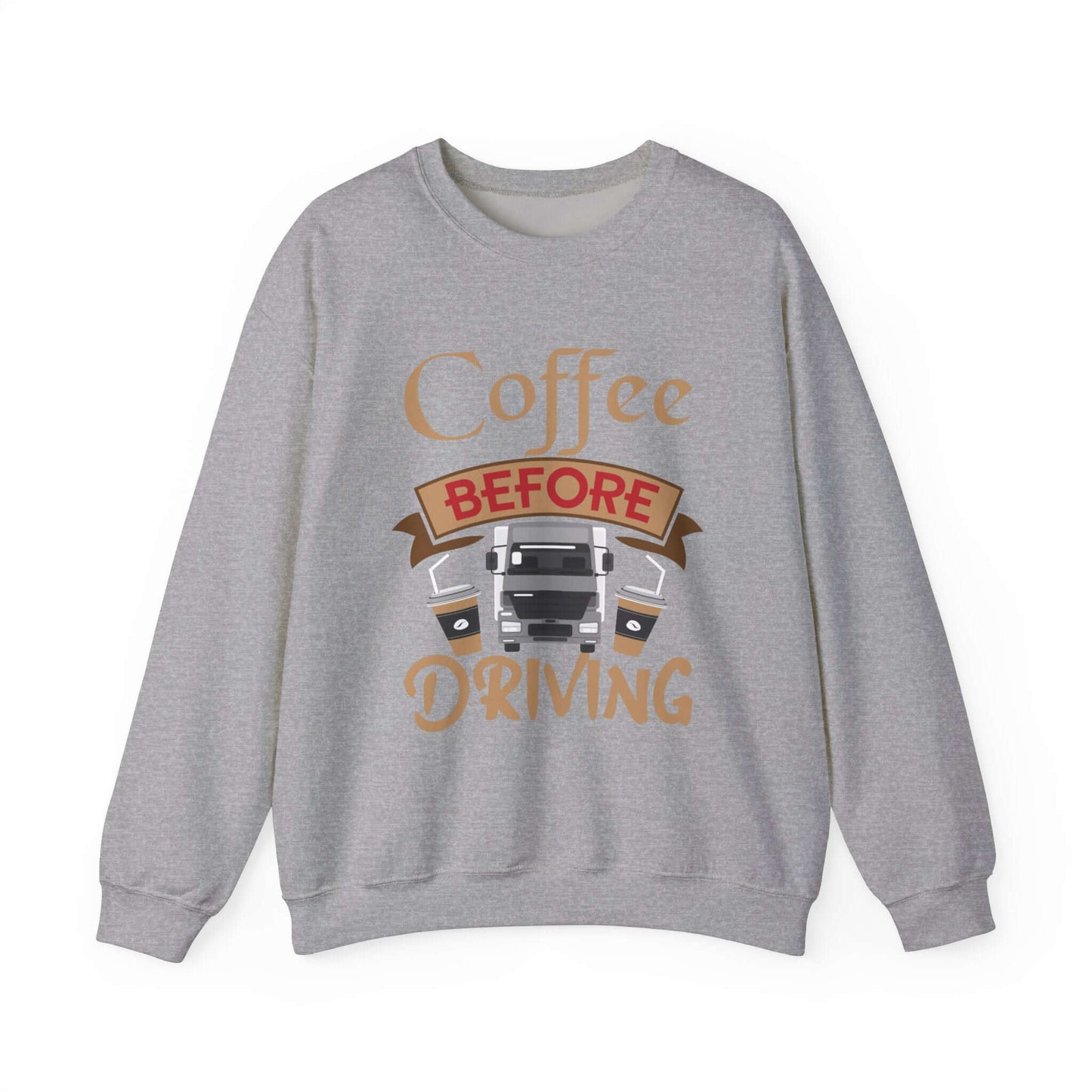 Vintage Car & Coffee Lover Grey Crewneck - Cozy Casual Statement Sweatshirt