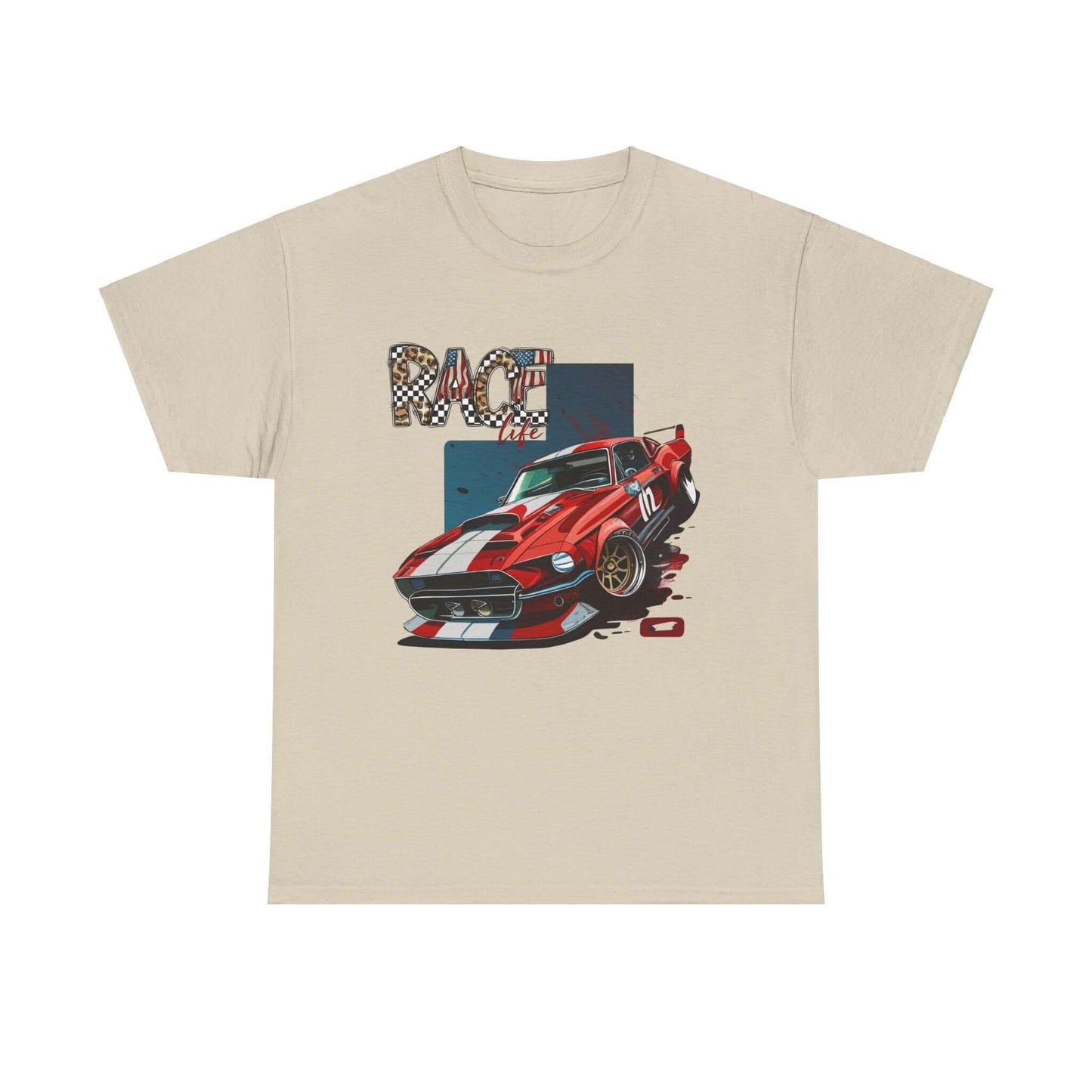 Racing Life Muscle Car T-Shirt, Track Day Tee, Patriotic Racer Gift, iconic Mustang rendition