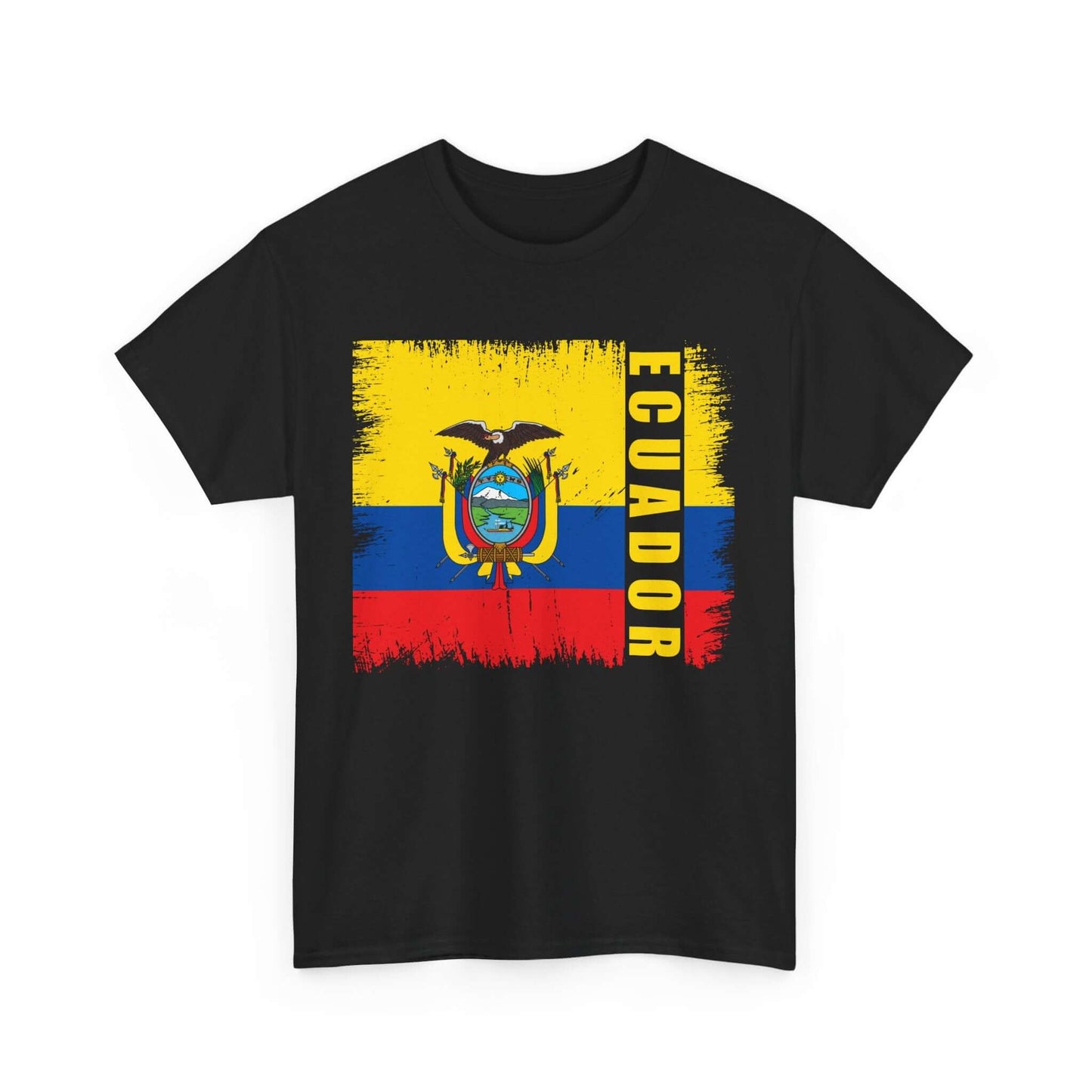 T-Shirt Ecuador Distressed Painted Flag Colors Unisex Heavy Cotton Tee