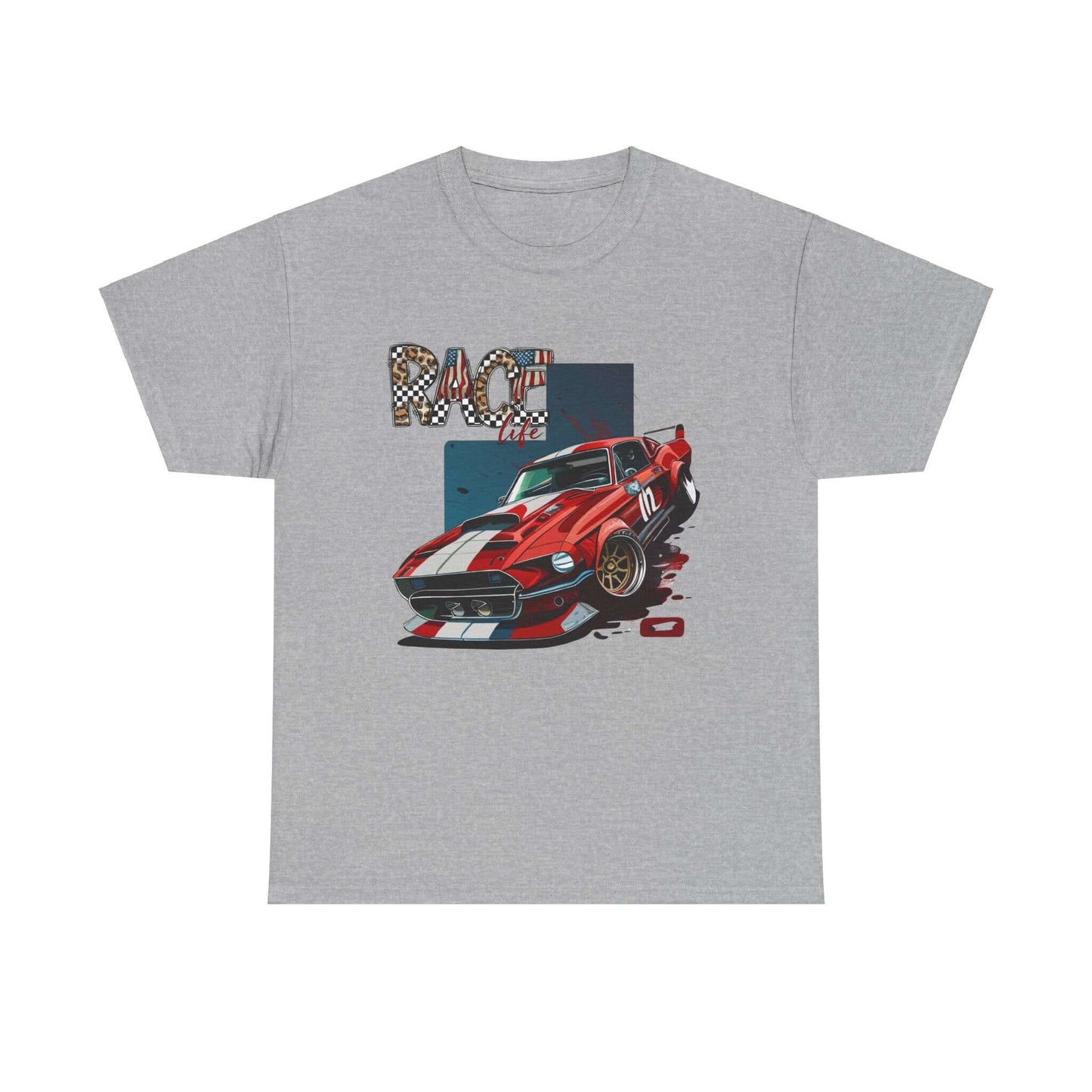 Racing Life Muscle Car T-Shirt, Track Day Tee, Patriotic Racer Gift, iconic Mustang rendition