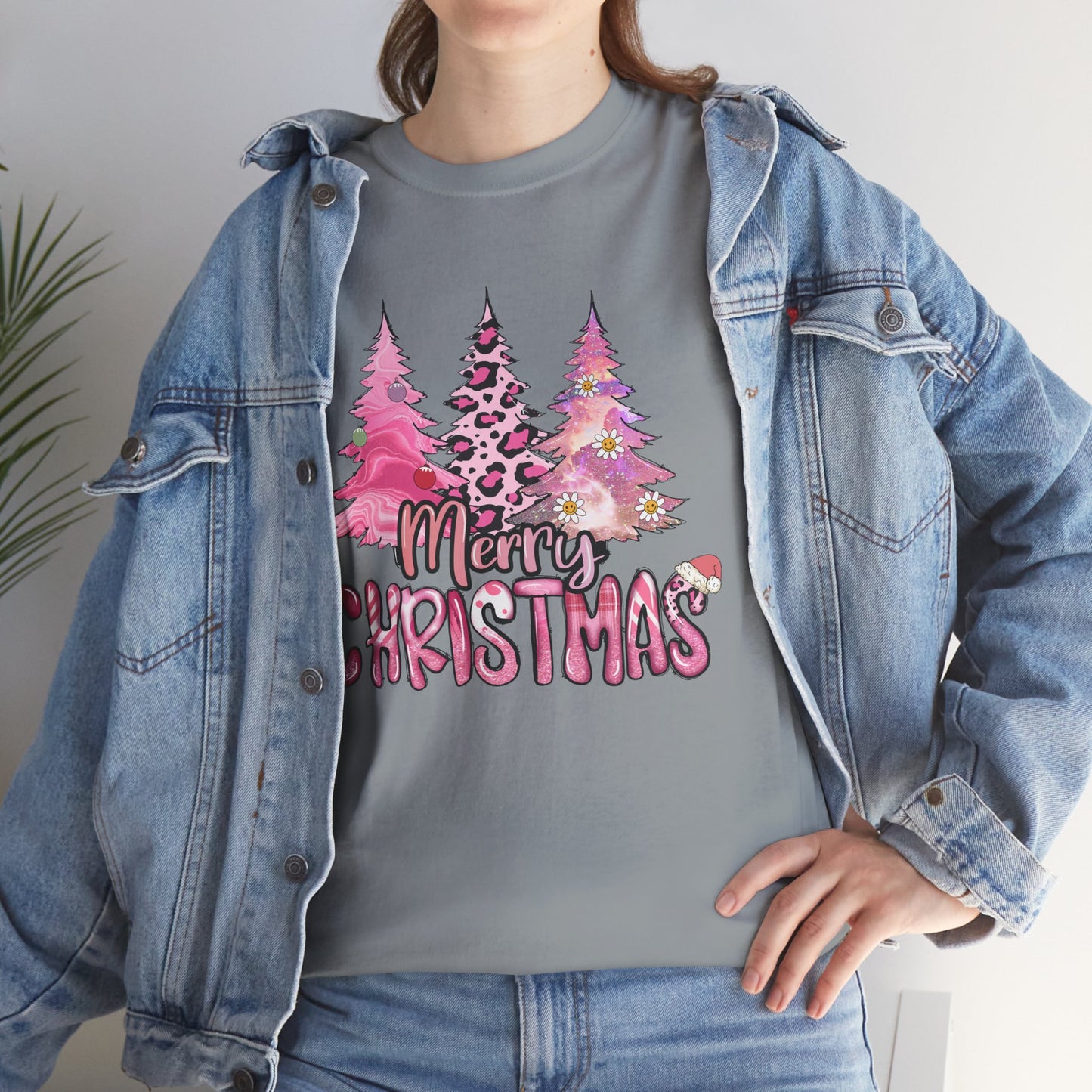 Merry Christmas - Trendy Pink and Black Christmas Trees