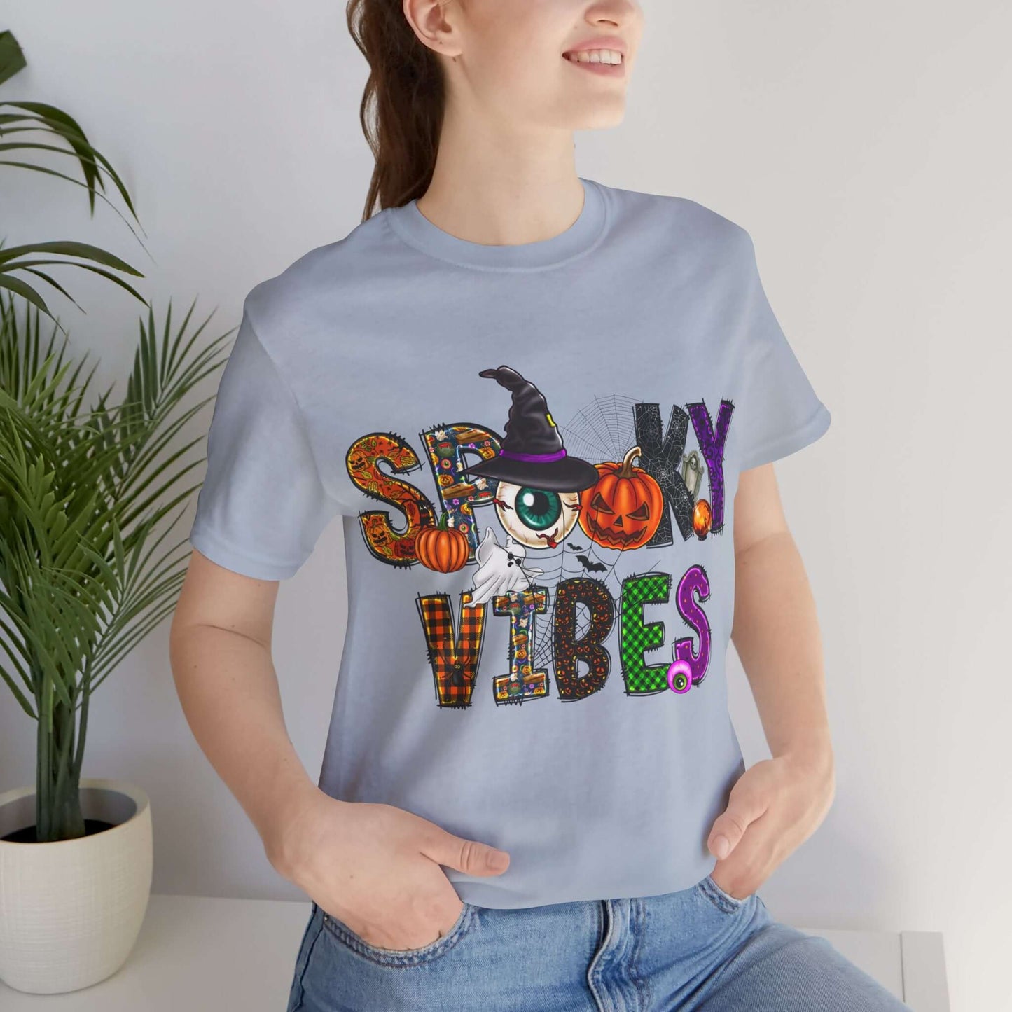 Halloween Vibes Women's T-shirt - Spooky Mischievous Goblins and Fluttering Bats - Cartoon Scary Tee for Halloween Outfits and Tingling Fun.