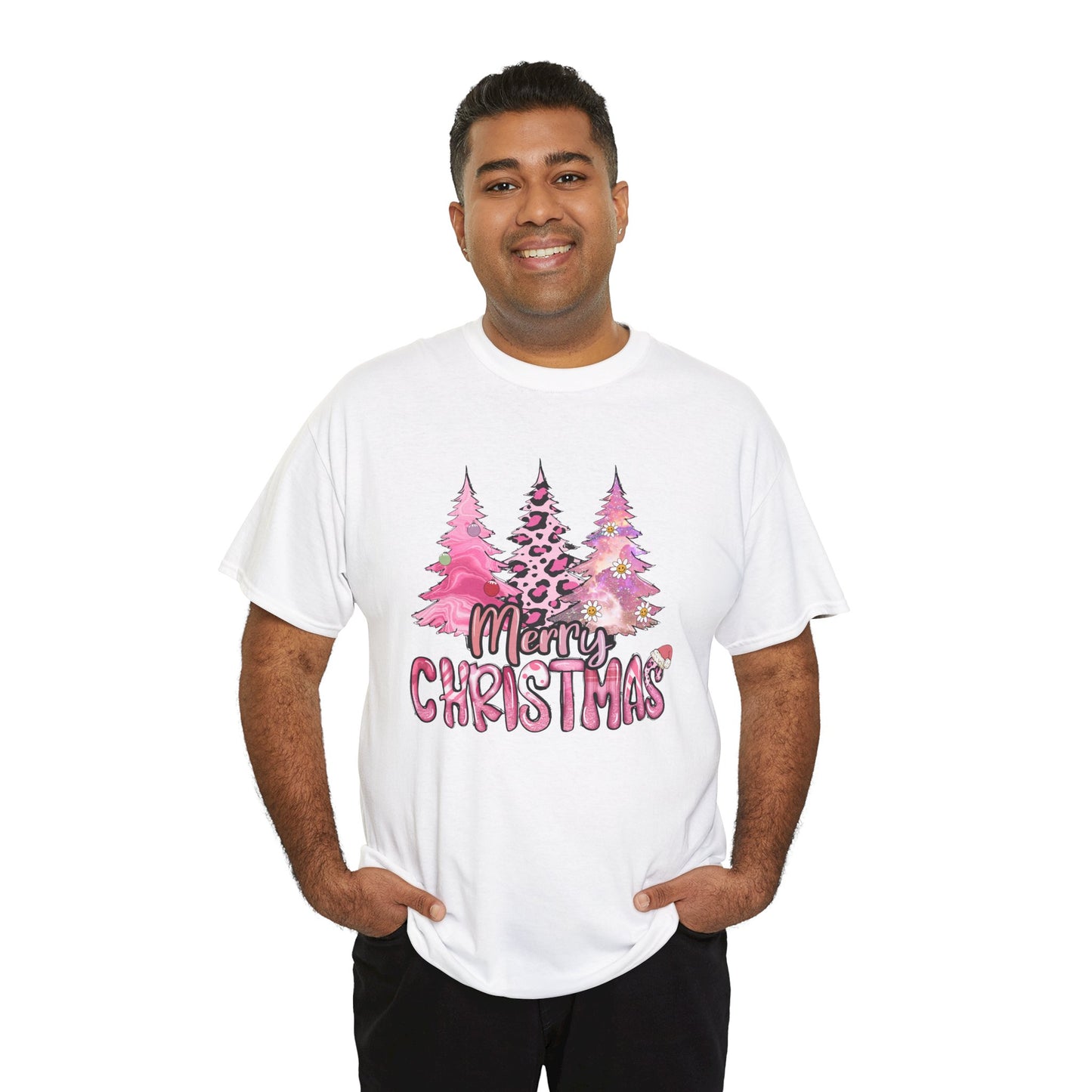 Merry Christmas - Trendy Pink and Black Christmas Trees