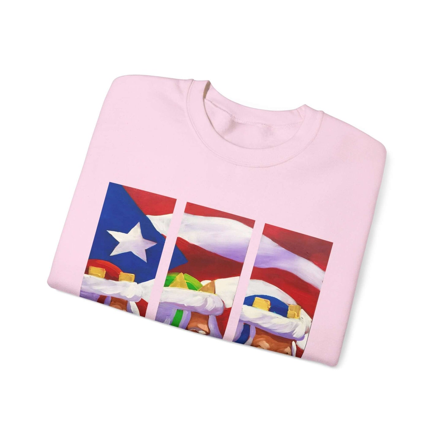 Festive Three Kings Holiday Sweater - Cream-Colored Cozy Delight with Puerto Rican Flag Sky