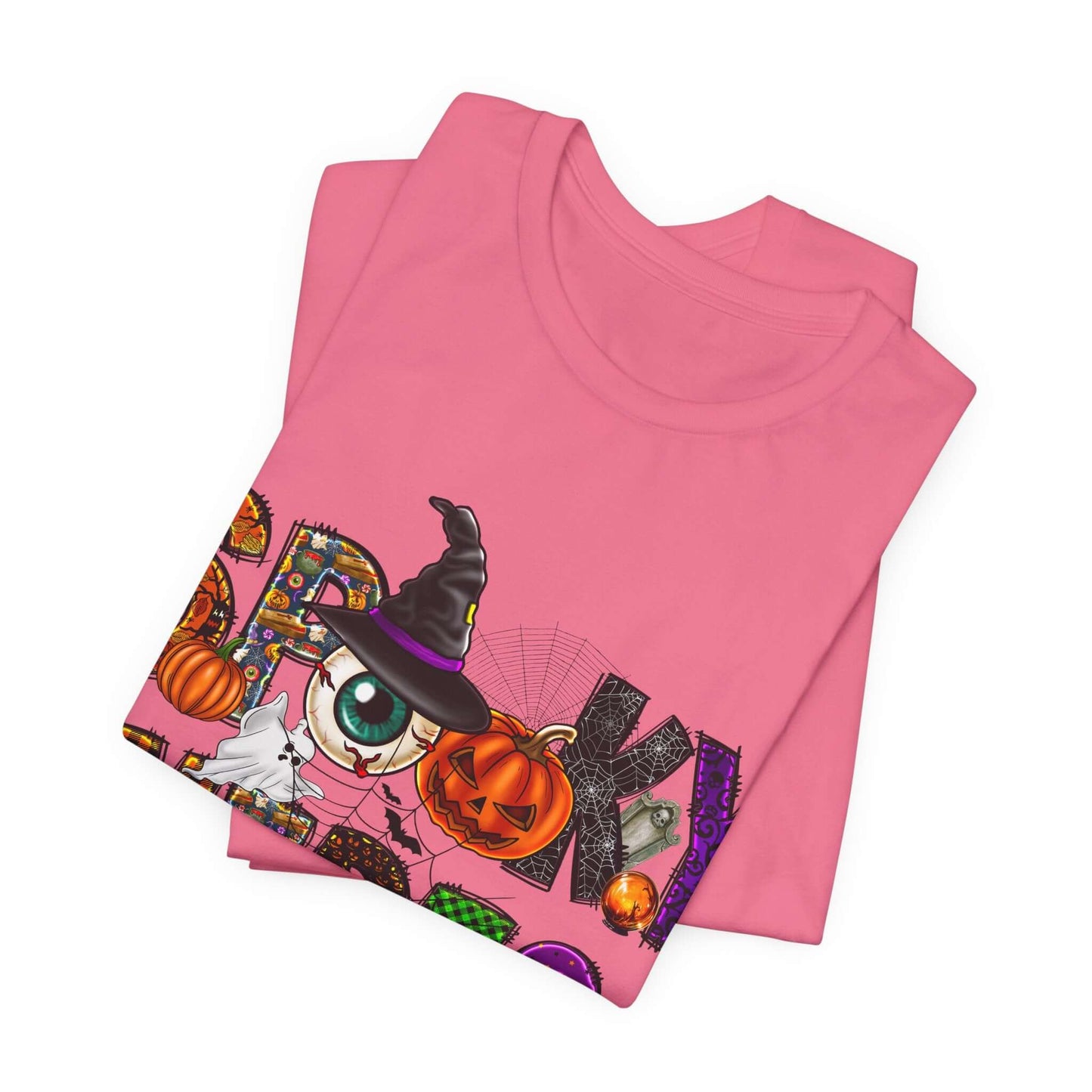 Halloween Vibes Women's T-shirt - Spooky Mischievous Goblins and Fluttering Bats - Cartoon Scary Tee for Halloween Outfits and Tingling Fun.